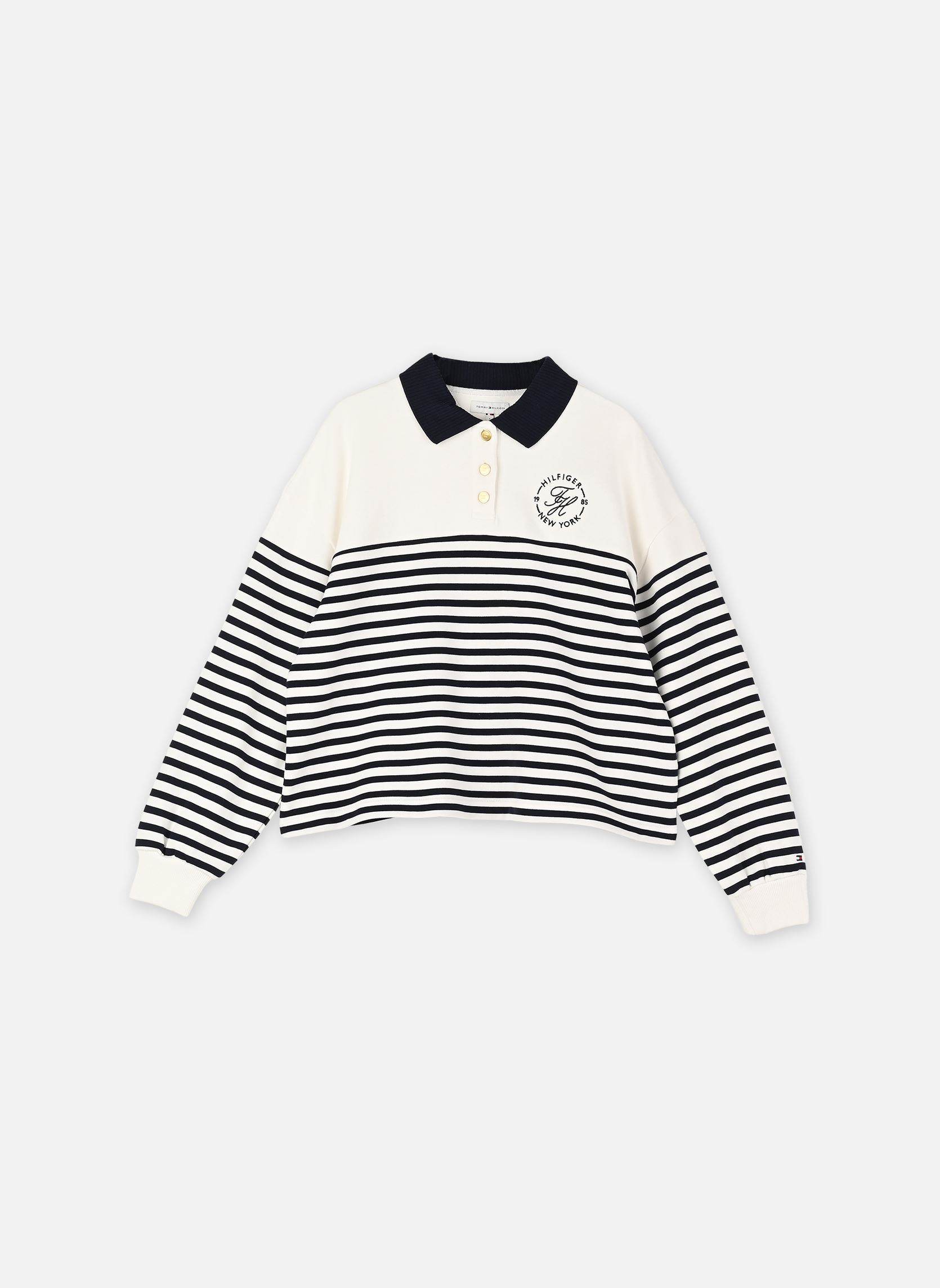 Sweatshirts Th Roundal Collar Swtsht femme blanc Tommy Hilfiger Sweatshirts Th Roundal Collar Swtsht femme blanc Wide Strp Ecru / Dark Night Na