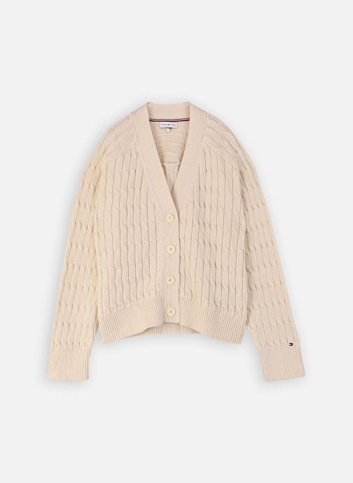 Tommy Hilfiger Vesten Mid Gg Cable V-Nk Ls Cardi dames wit
