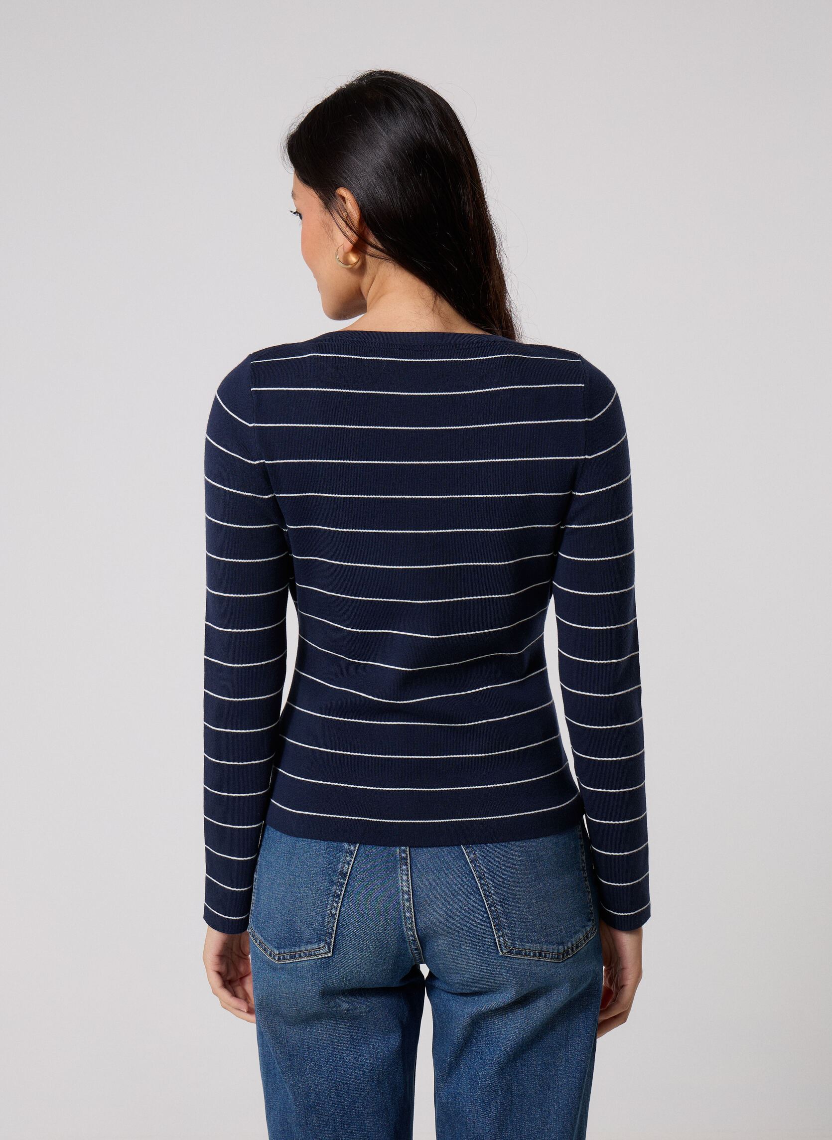 Truien Full Needle Boat-Nk Ls Swt dames blauw Tommy Hilfiger Truien Full Needle Boat-Nk Ls Swt dames blauw Dark Night Navy/Ivory Pet Stp