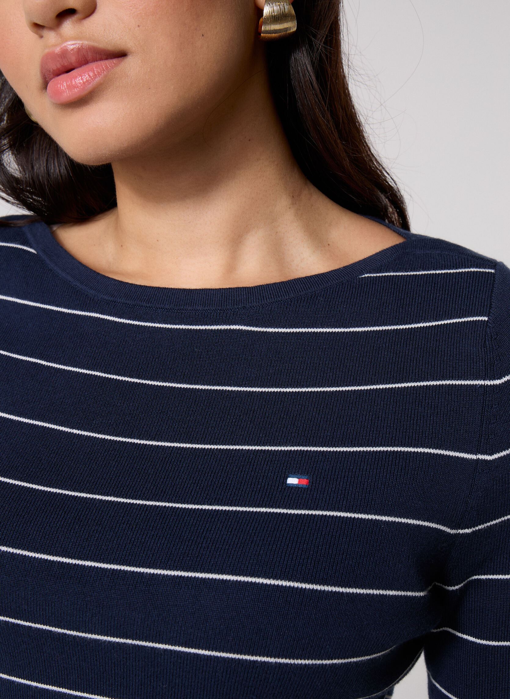 Truien Full Needle Boat-Nk Ls Swt dames blauw Tommy Hilfiger Truien Full Needle Boat-Nk Ls Swt dames blauw Dark Night Navy/Ivory Pet Stp