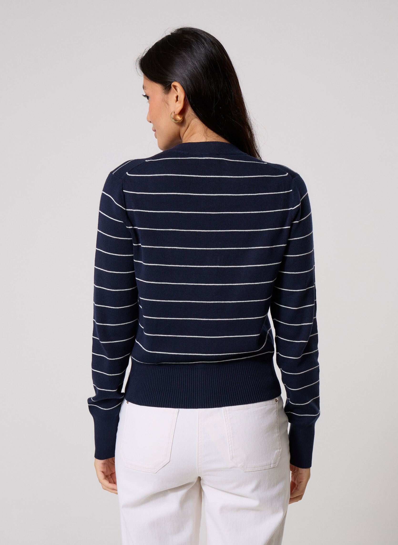 Vesten Full Needle Stitch Cardigan dames blauw Tommy Hilfiger Vesten Full Needle Stitch Cardigan dames blauw Fine Stp Dark Night Navy/ Ivor
