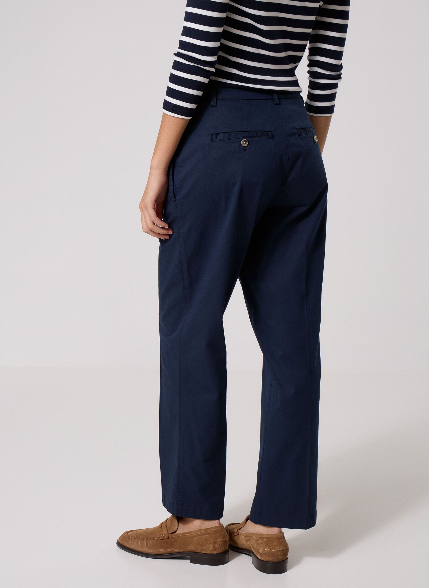 Rechte broeken Cotton Slim Straight Chino dames blauw Tommy Hilfiger Rechte broeken Cotton Slim Straight Chino dames blauw Dark Night Navy