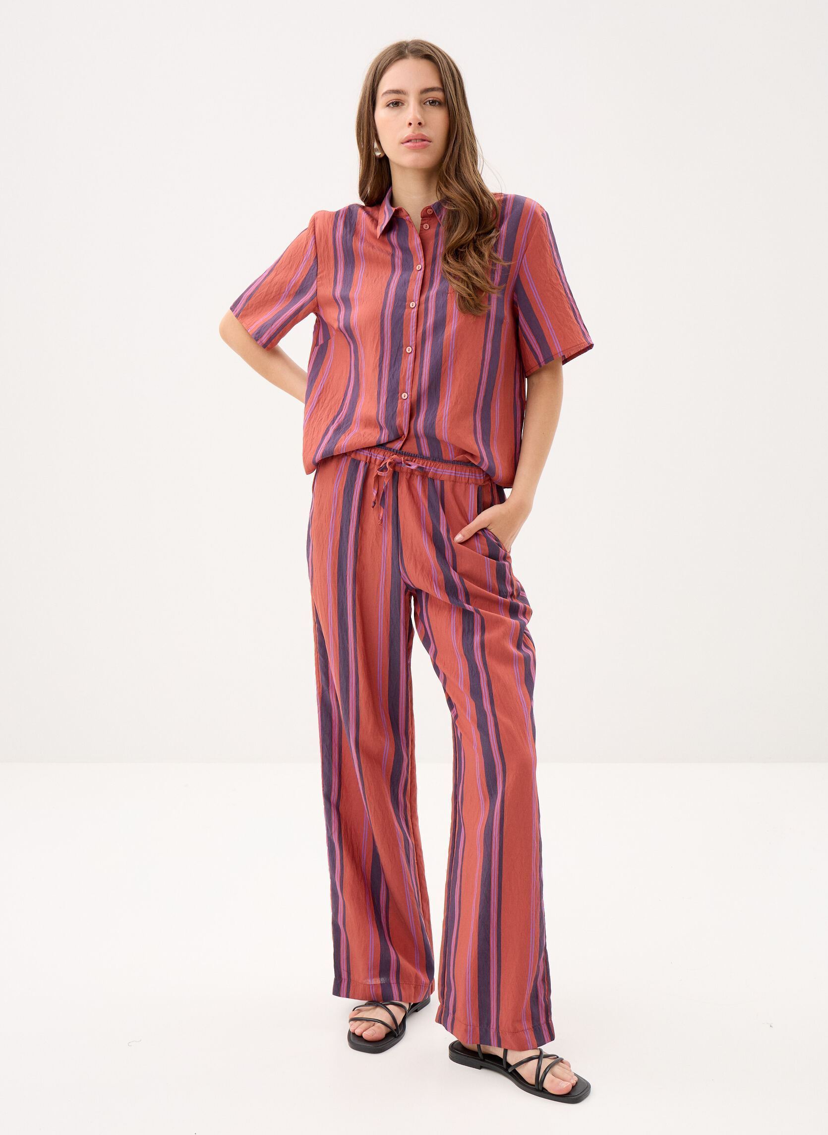 Pantalons larges PANPAOLA femme marron Georgia Rose Pantalons larges PANPAOLA femme marron Brique