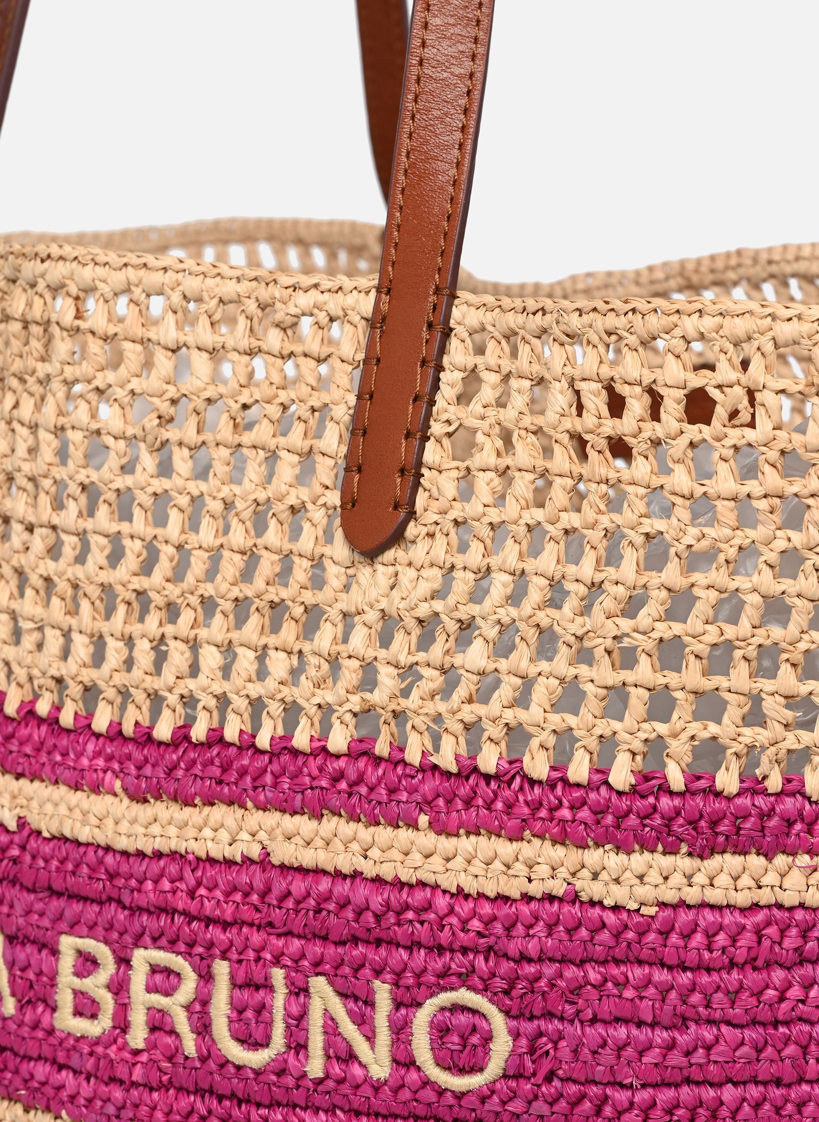 Manden Panier Raphia Porté Épaule Logo dames roze Vanessa Bruno Manden Panier Raphia Porté Épaule Logo dames roze FUSHIA