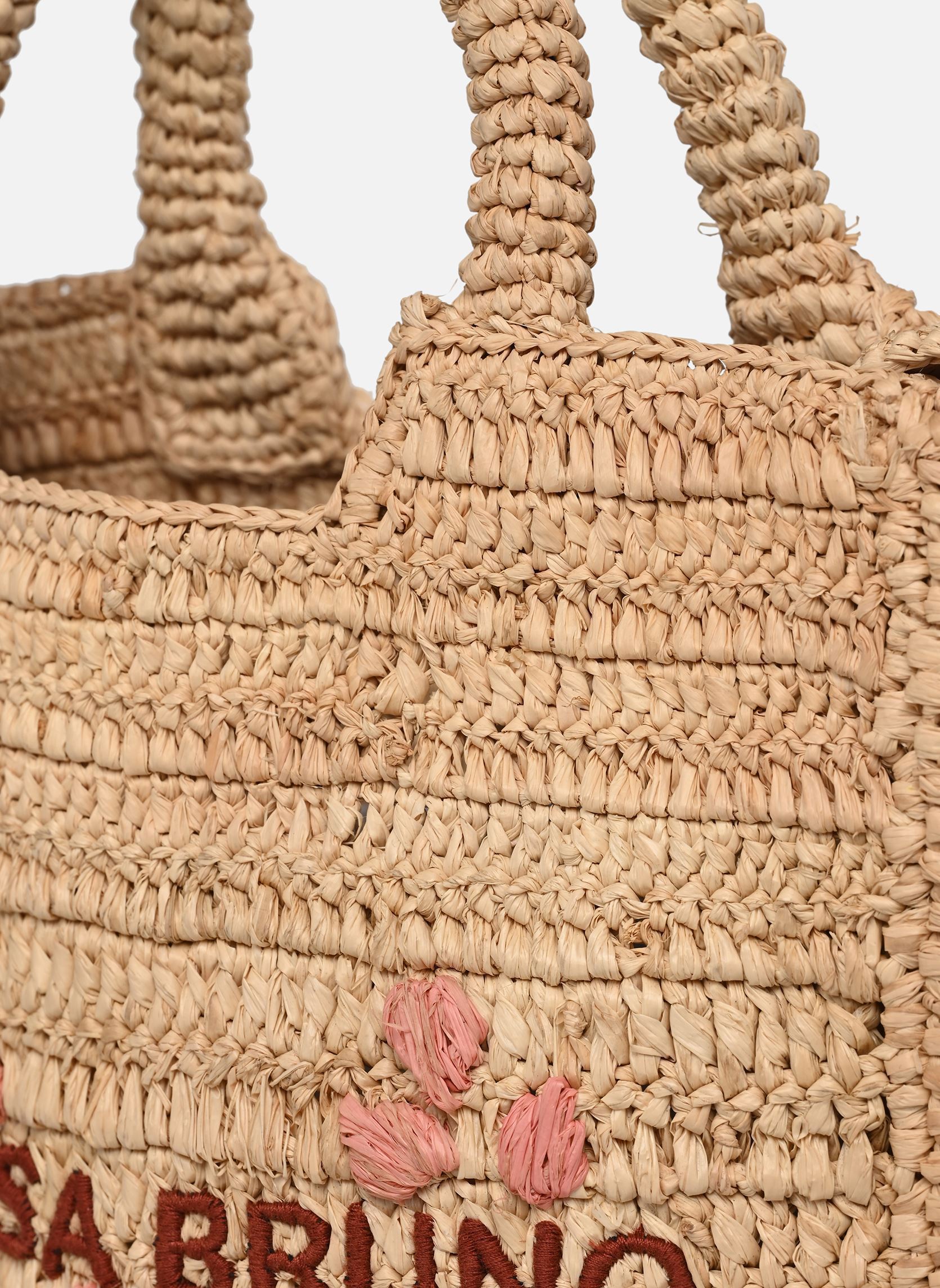 Paniers Panier PM Raphia Brodé femme rose Vanessa Bruno Paniers Panier PM Raphia Brodé femme rose MULTICO/ROSE