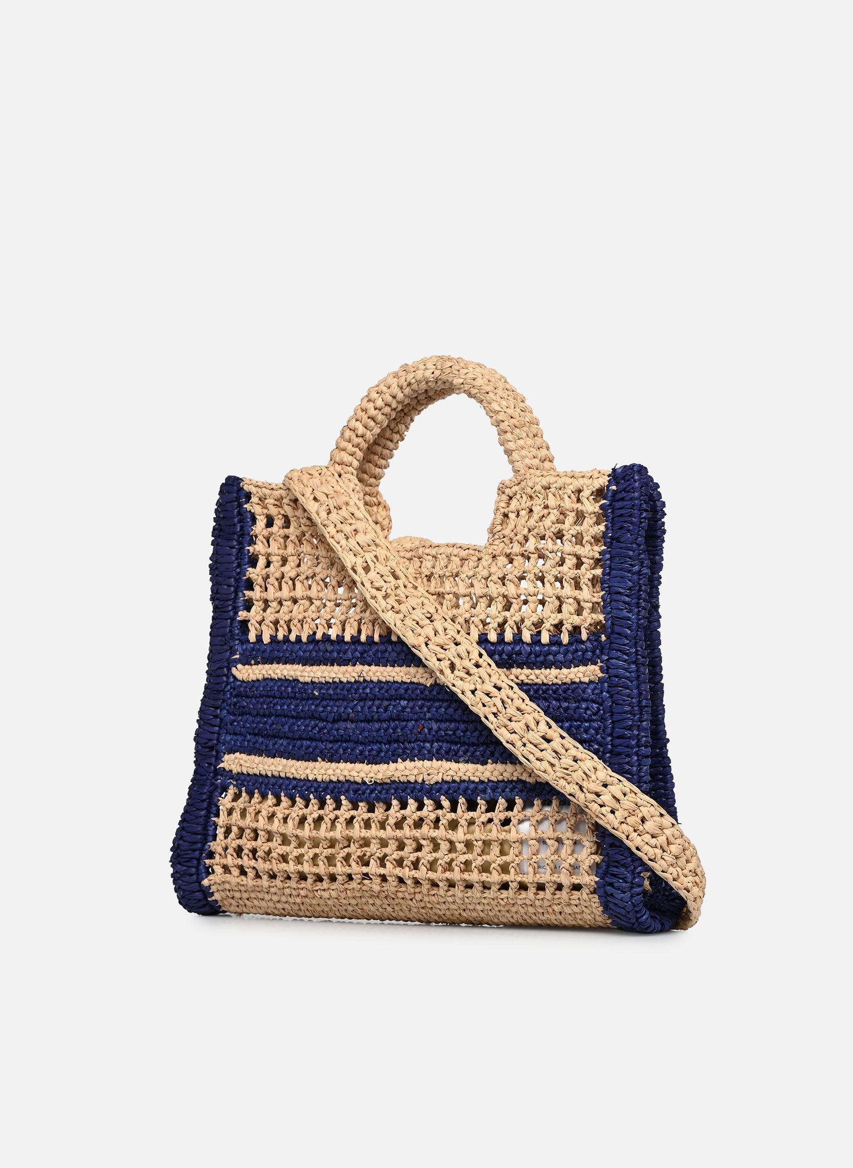 Manden Panier PM Raphia Logo dames blauw Vanessa Bruno Manden Panier PM Raphia Logo dames blauw MARINE