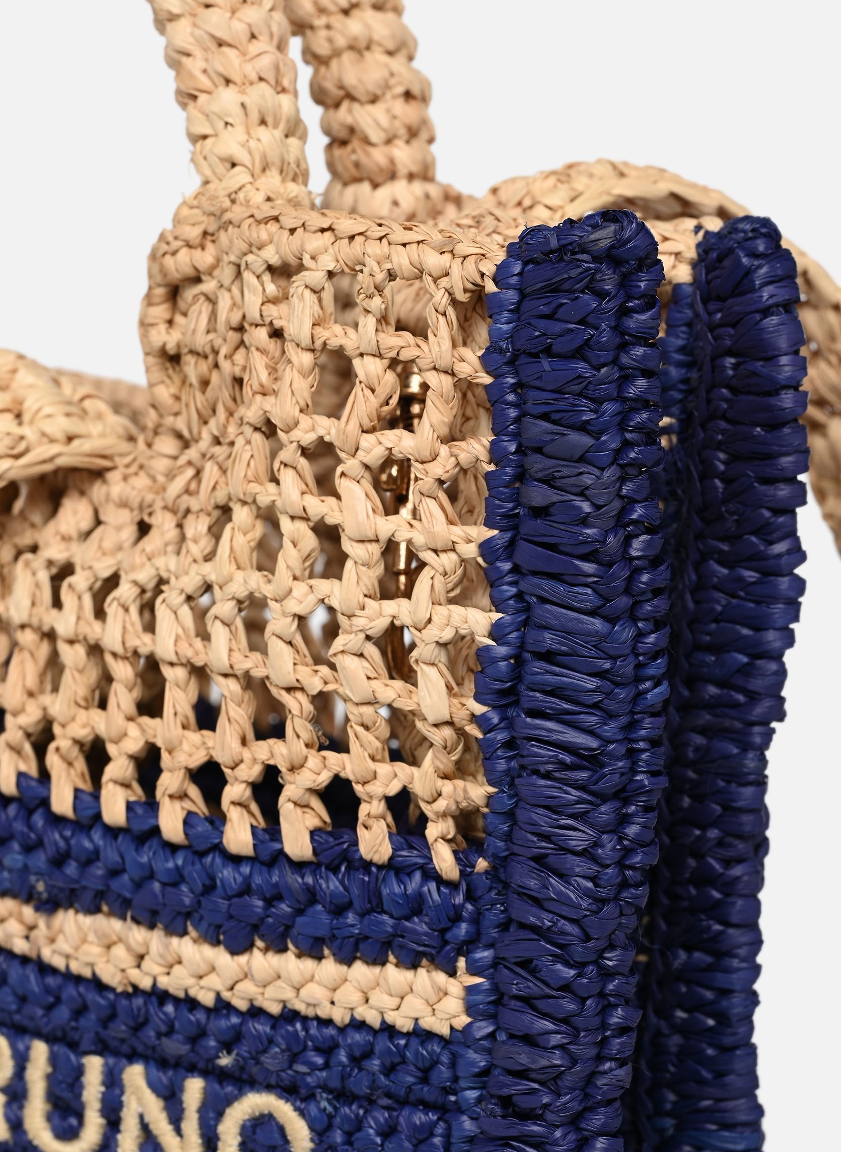 Manden Panier PM Raphia Logo dames blauw Vanessa Bruno Manden Panier PM Raphia Logo dames blauw MARINE