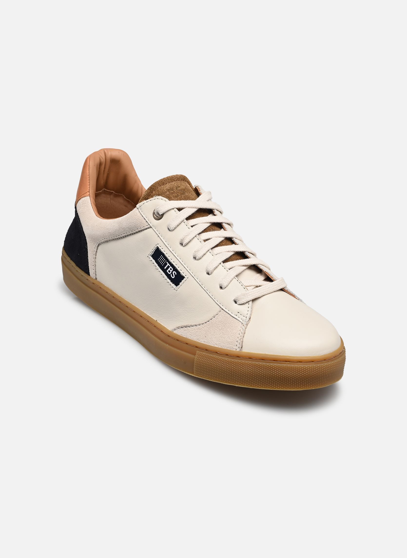 Baskets basses MAUBERT homme blanc TBS Made in France Baskets basses MAUBERT homme blanc OFF-WHITE + NAVY + TABAC