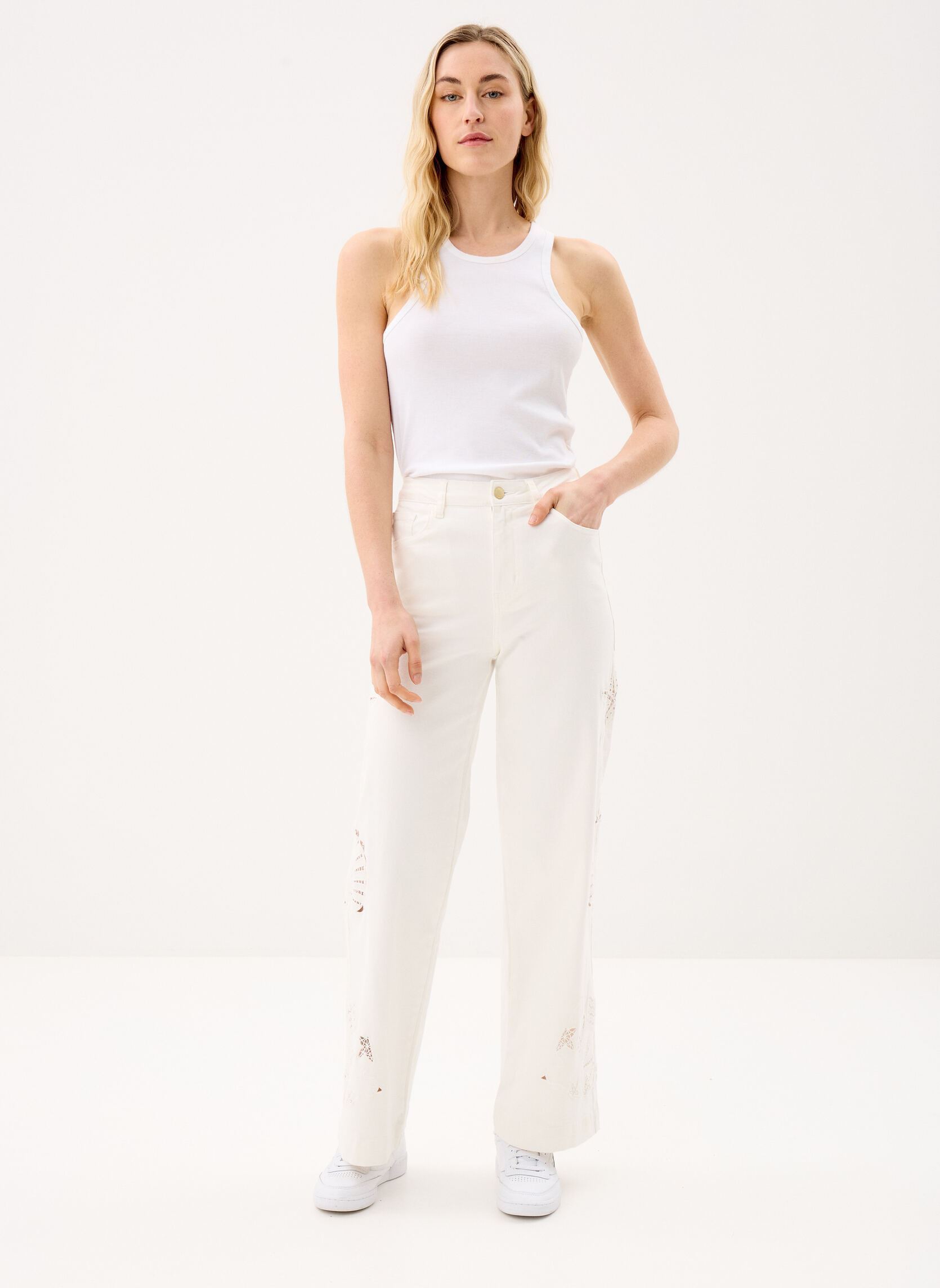 Jeans large Atlantys femme blanc La Petite Etoile Jeans large Atlantys femme blanc ECRU