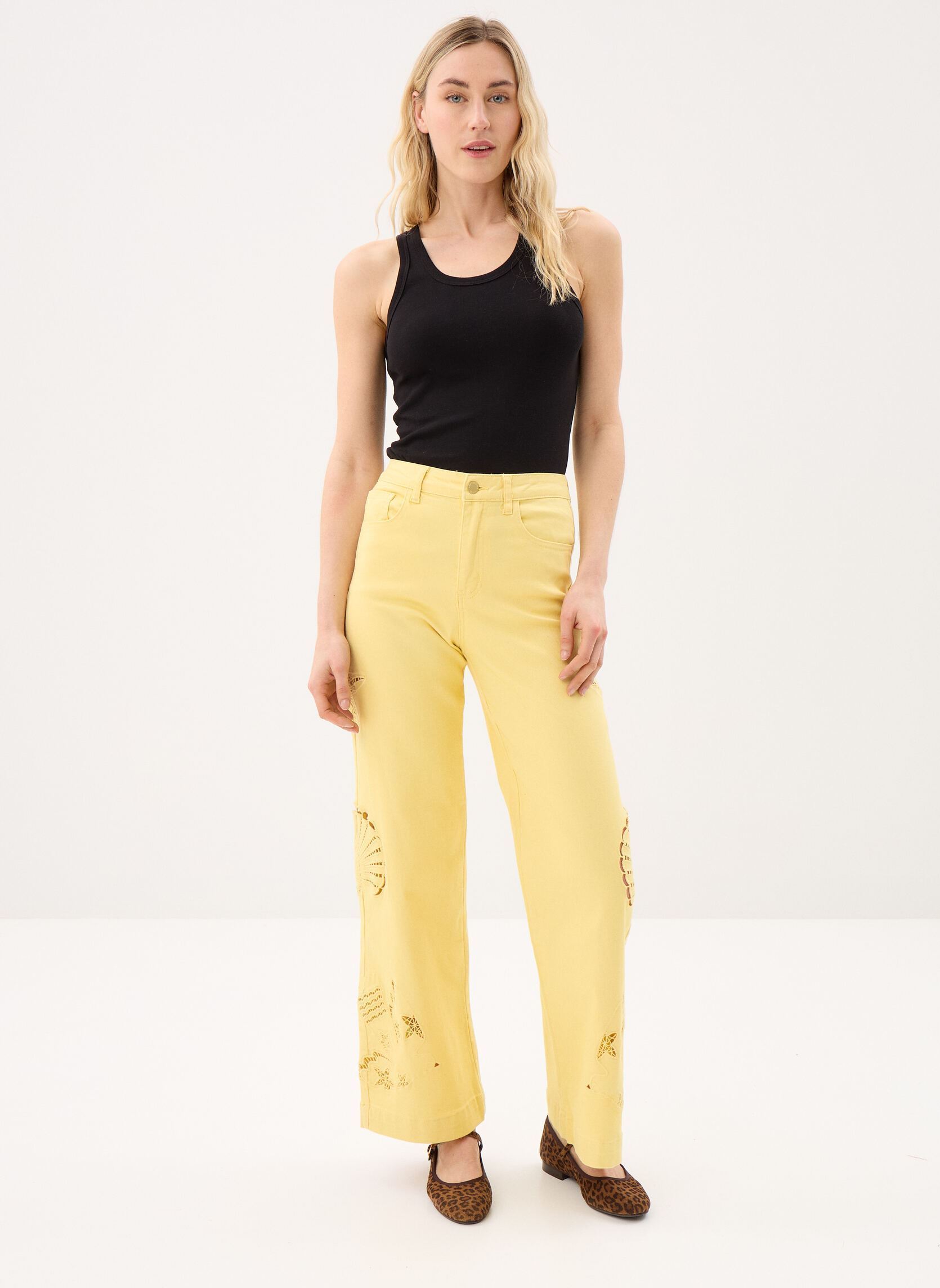Wijde jeans / Flared Jeans Atlantys dames geel La Petite Etoile Wijde jeans / Flared Jeans Atlantys dames geel Jaune