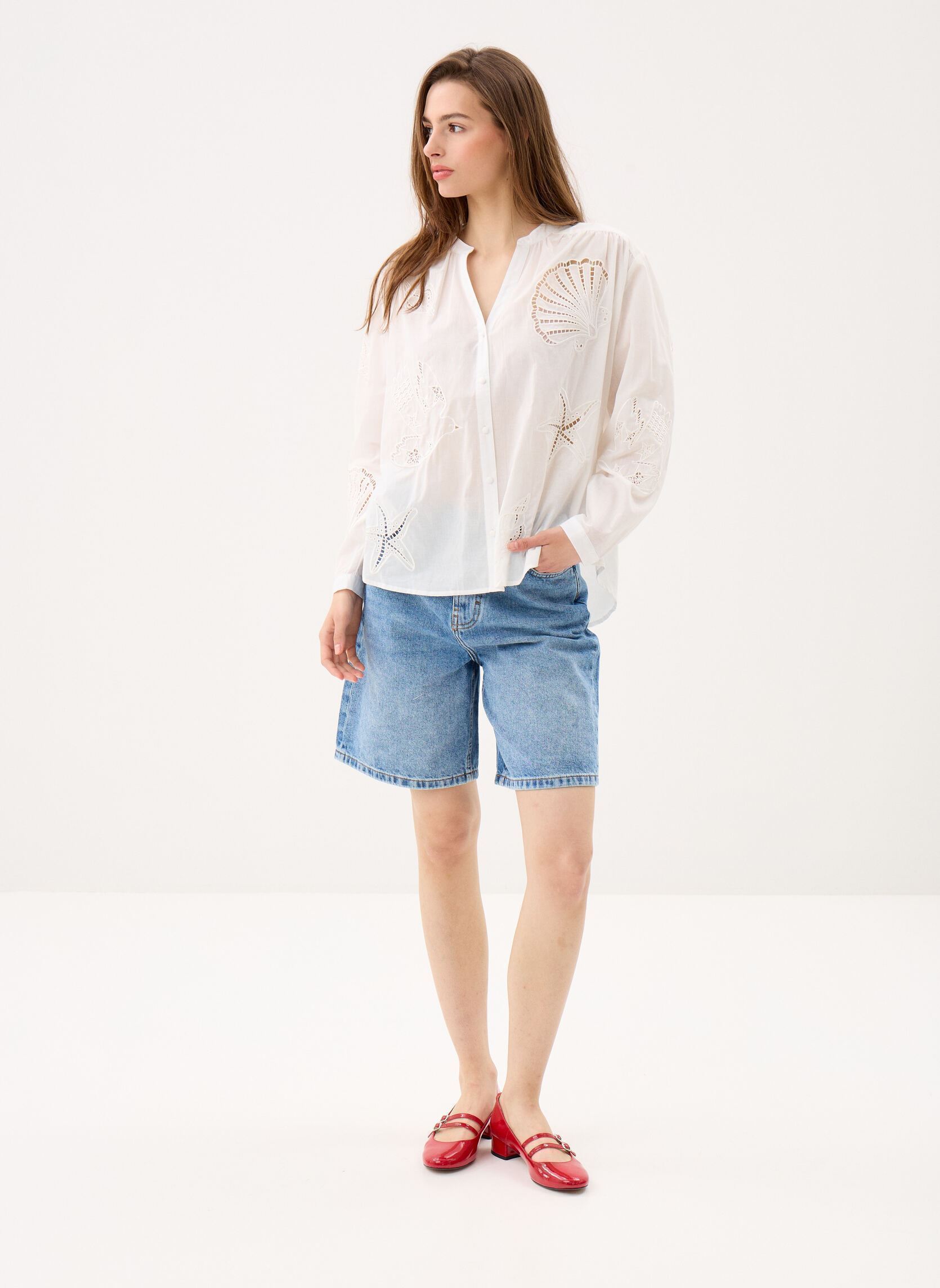 Langarm-Blusen Boliane damen weiß La Petite Etoile Langarm-Blusen Boliane damen weiß BLANC