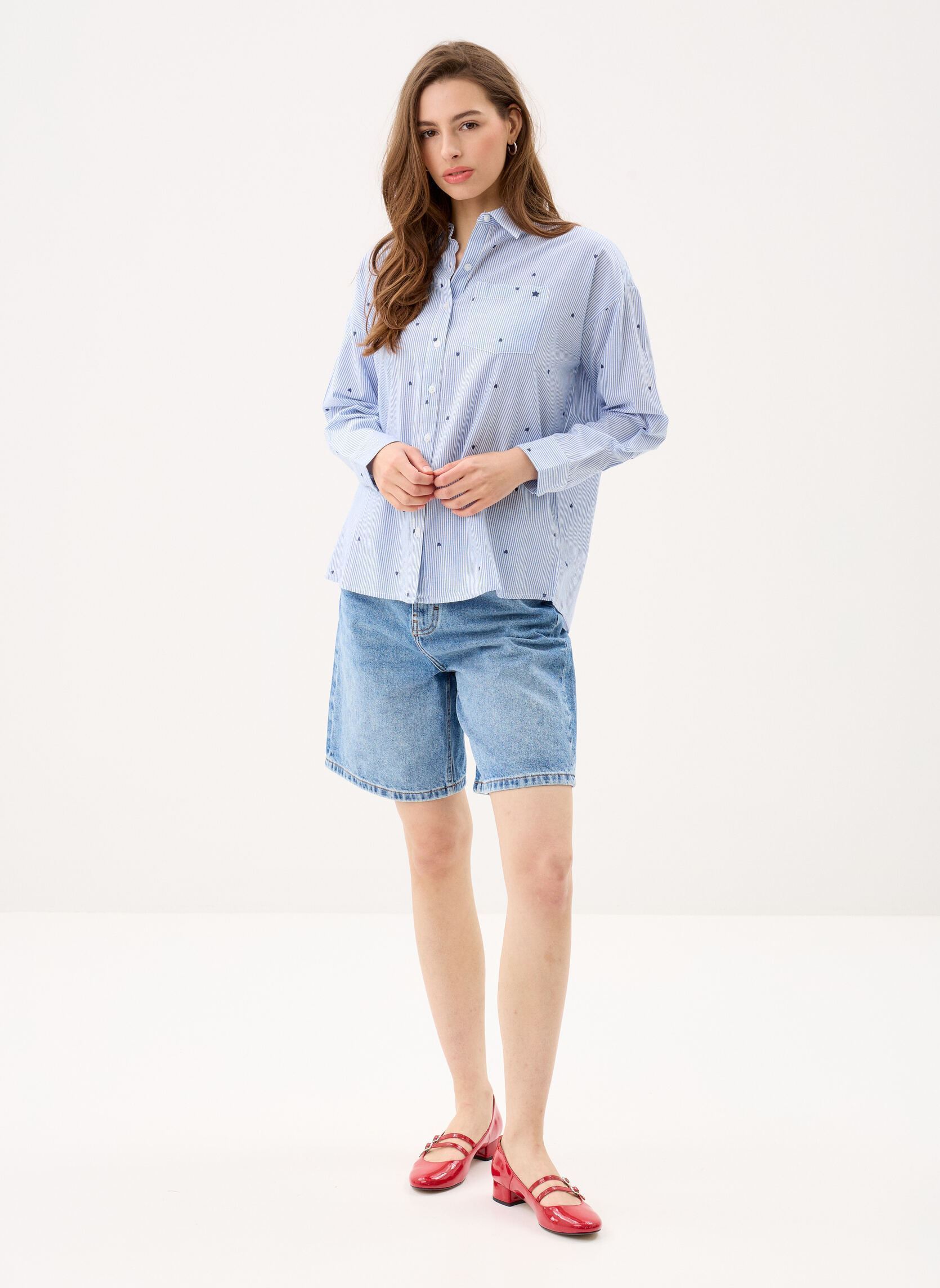 Chemises manches longues Coraline femme bleu La Petite Etoile Chemises manches longues Coraline femme bleu ECRU/BLEU