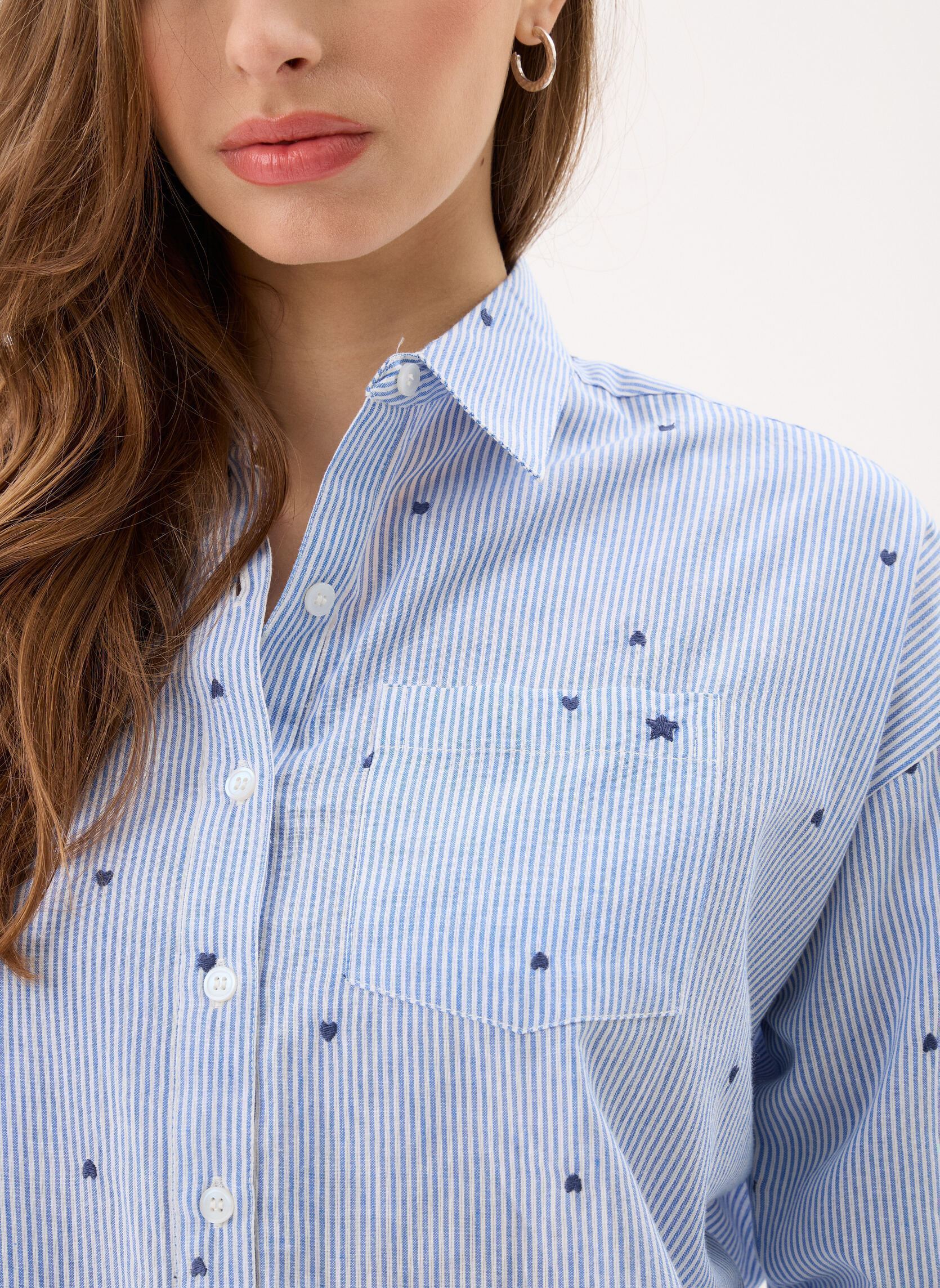 Chemises manches longues Coraline femme bleu La Petite Etoile Chemises manches longues Coraline femme bleu ECRU/BLEU