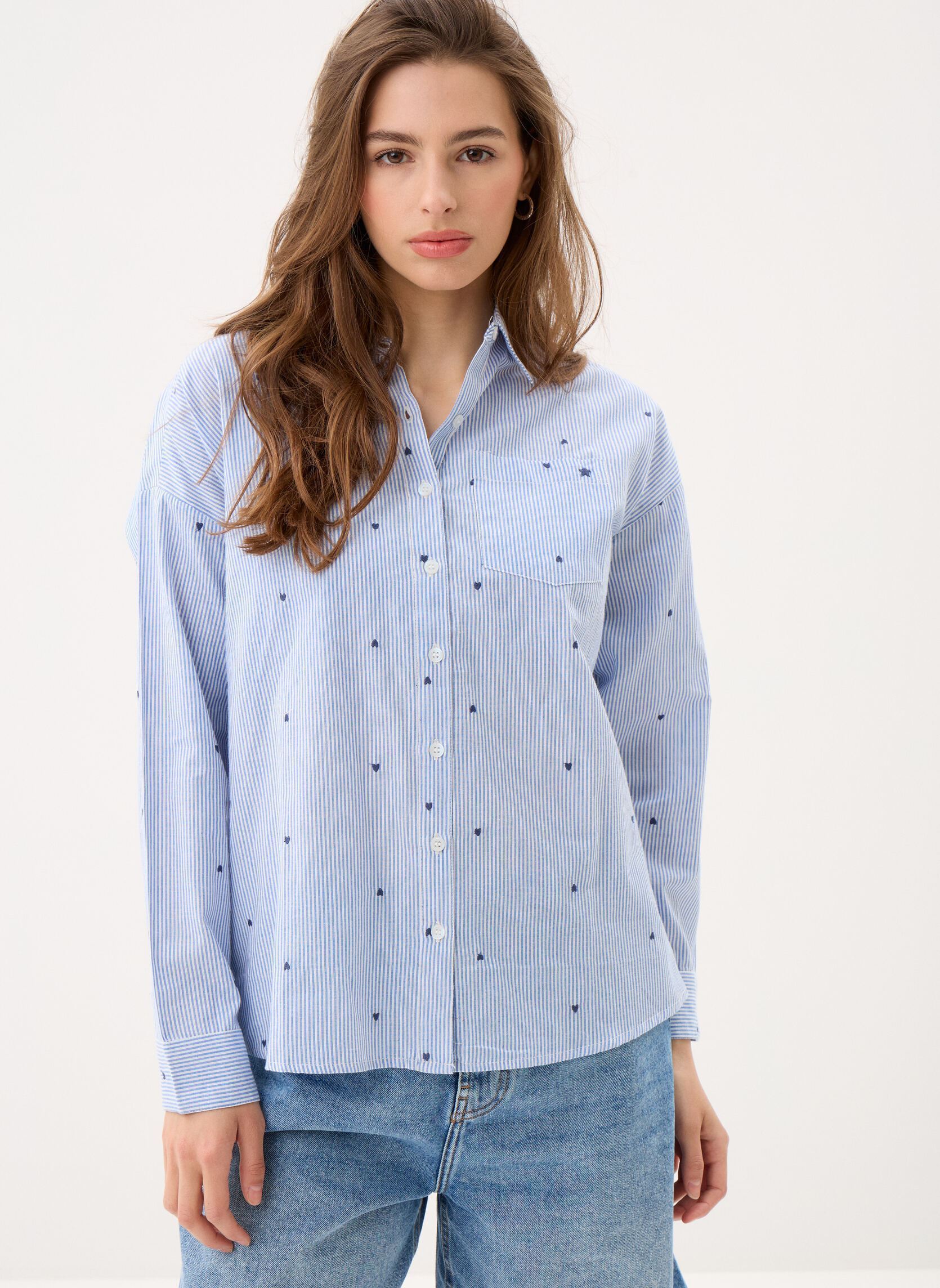 Chemises manches longues Coraline femme bleu La Petite Etoile Chemises manches longues Coraline femme bleu ECRU/BLEU