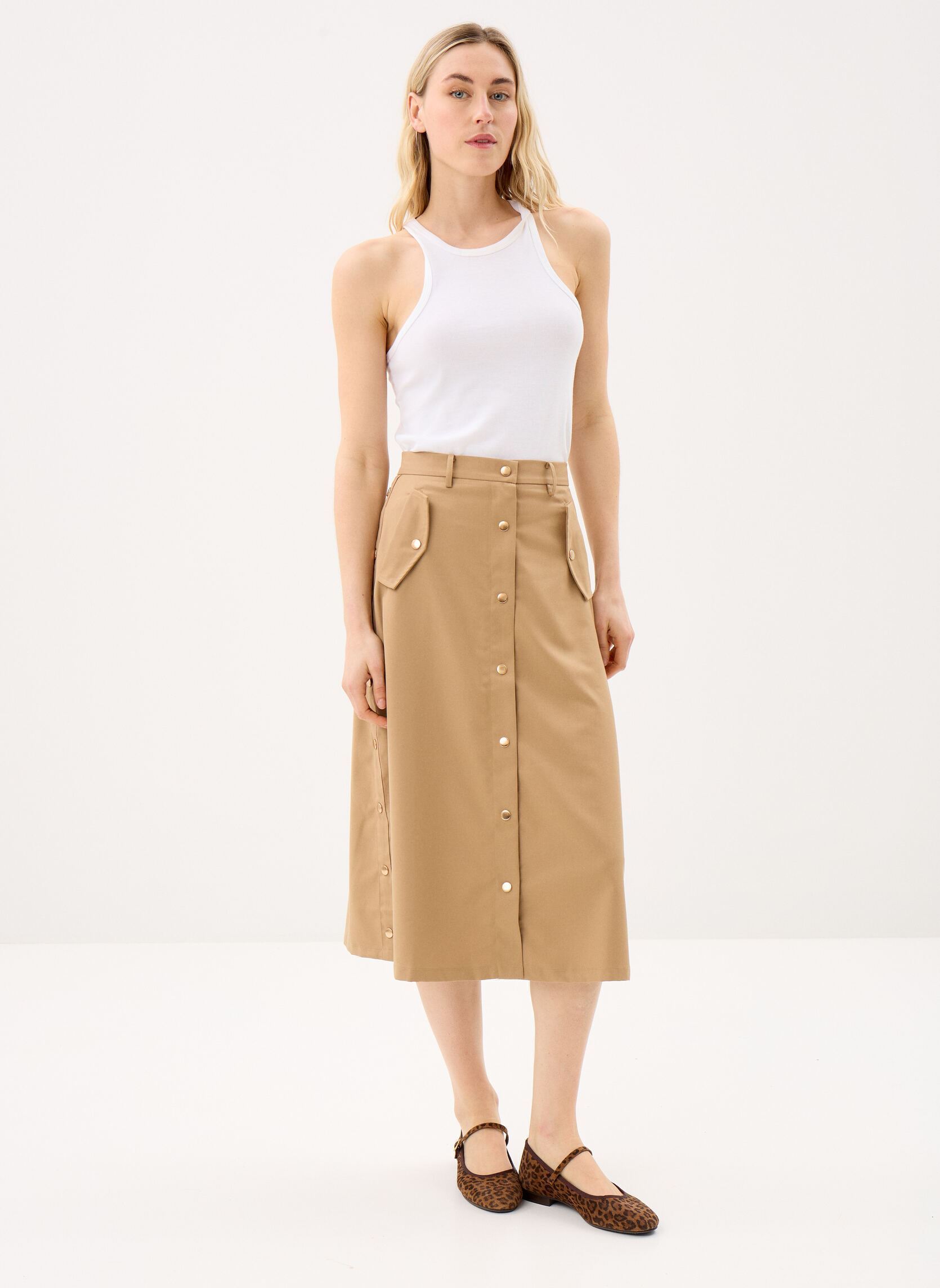 Jupes mi-longues Joe femme marron La Petite Etoile Jupes mi-longues Joe femme marron CAMEL