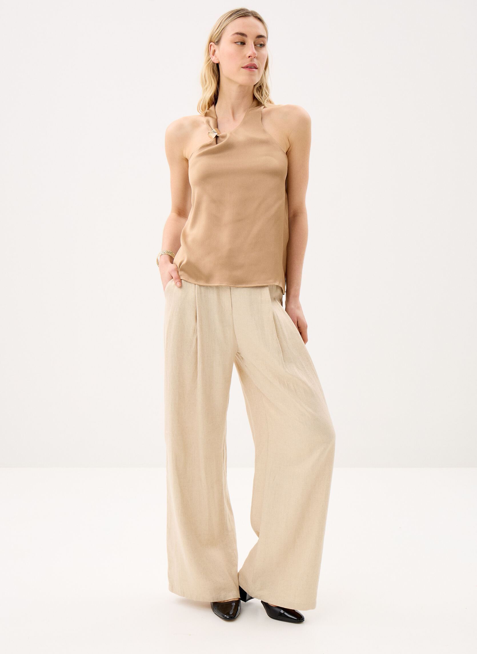 Pantalons larges Palina femme beige La Petite Etoile Pantalons larges Palina femme beige Dore