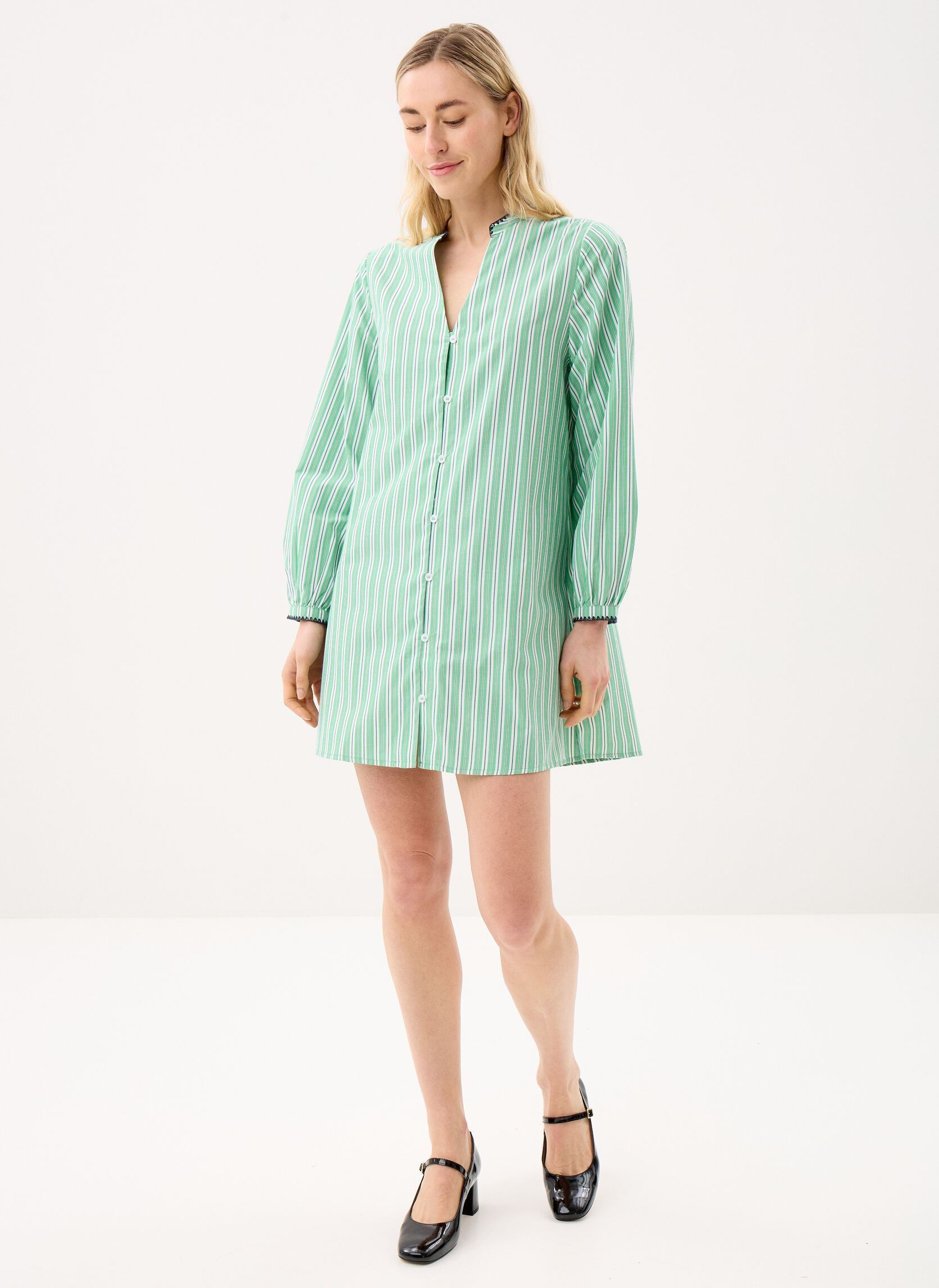 Robes Chemise Rosetta femme vert La Petite Etoile Robes Chemise Rosetta femme vert Ecru/Vert