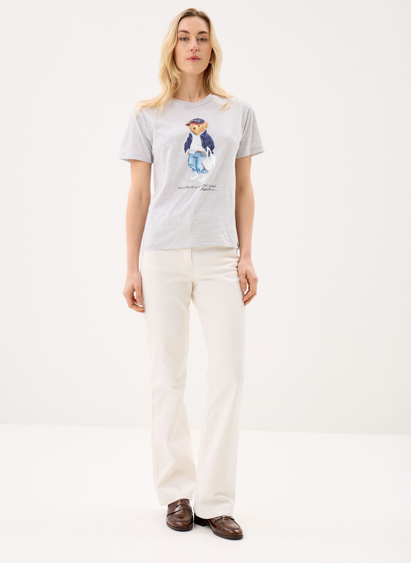 Kurzarm-T-Shirts T-shirt Polo Bear jersey de coton W damen grau Polo Ralph Lauren Kurzarm-T-Shirts T-shirt Polo Bear jersey de coton W damen grau Light Smoke Heather
