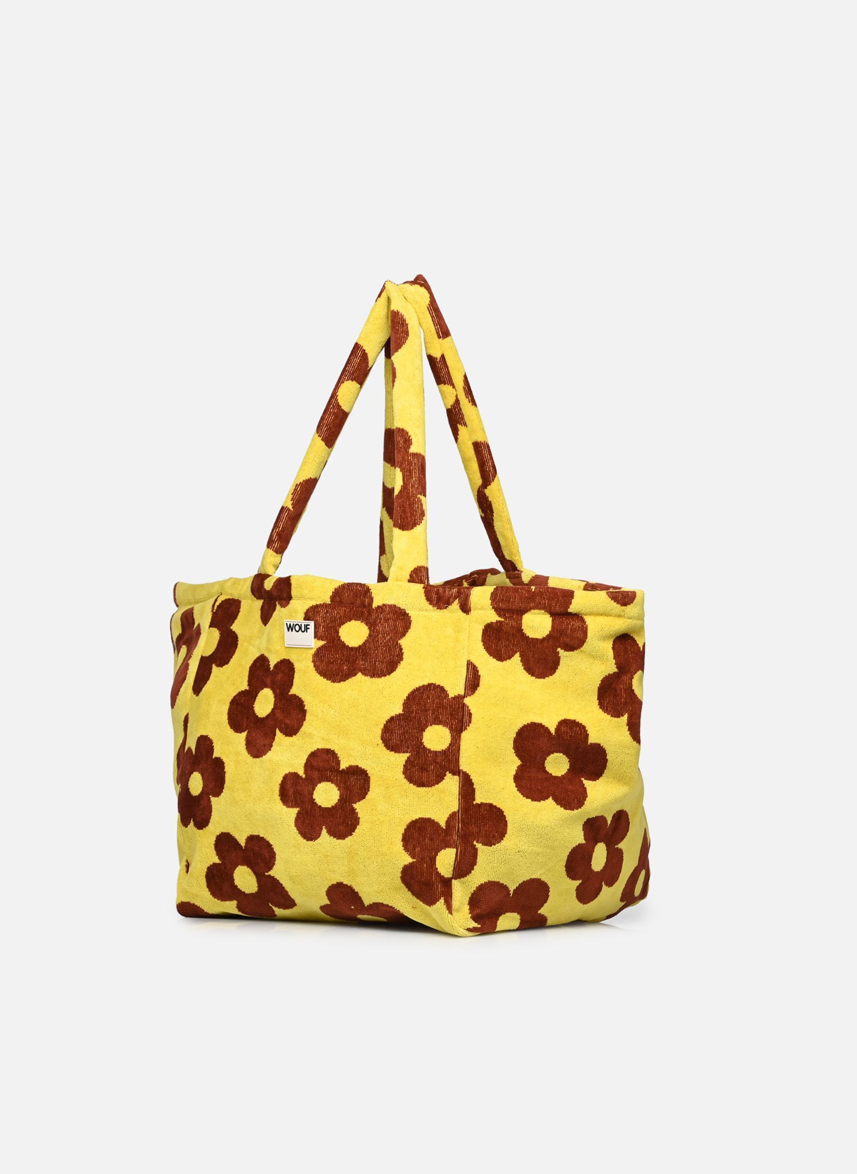 Cabas Grand tote bag - Phi Phi femme jaune WOUF Cabas Grand tote bag - Phi Phi femme jaune YELLOW AND BROWN
