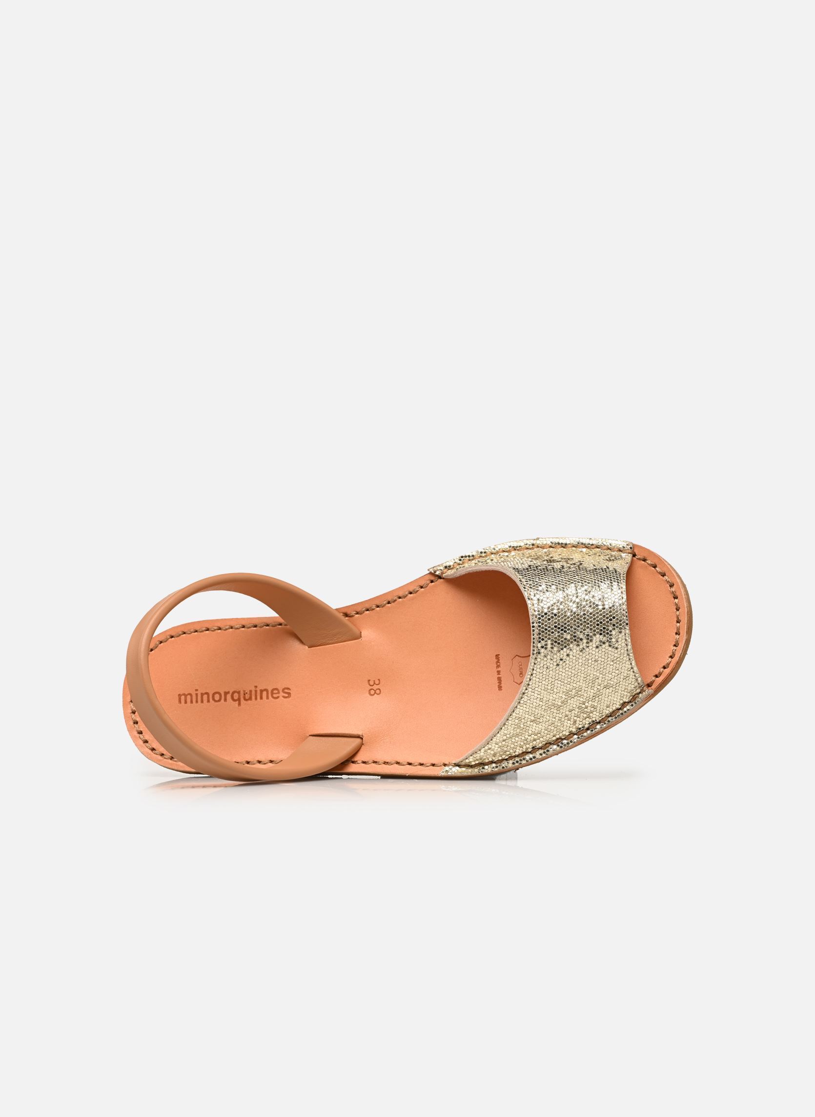 Flache Sandalen Caleta damen gold und bronze Minorquines Flache Sandalen Caleta damen gold und bronze CUIR BRILLANT DORÉ