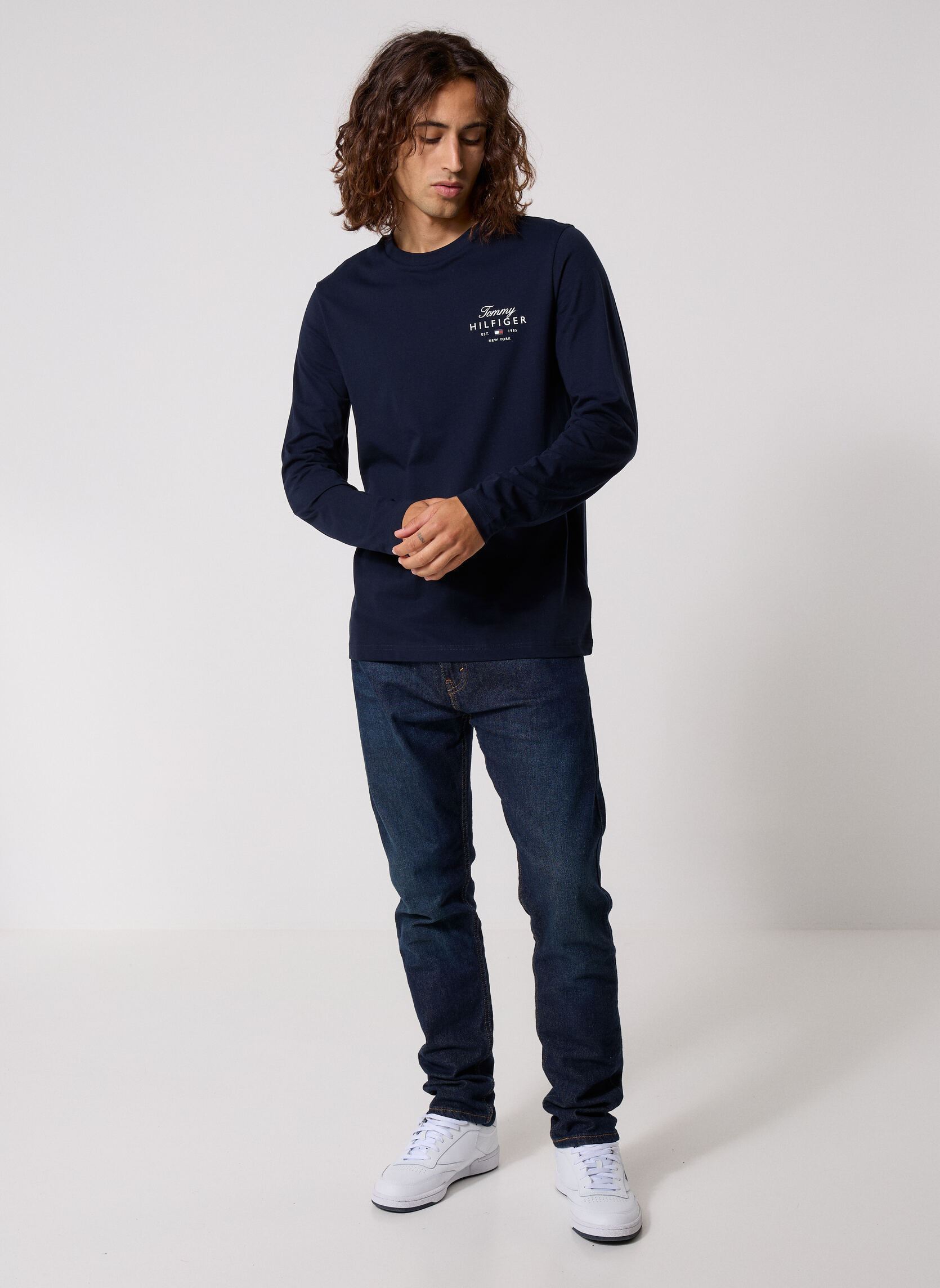 T-Shirts Script Stack Ls Regu herren blau Tommy Hilfiger T-Shirts Script Stack Ls Regu herren blau Desert Sky