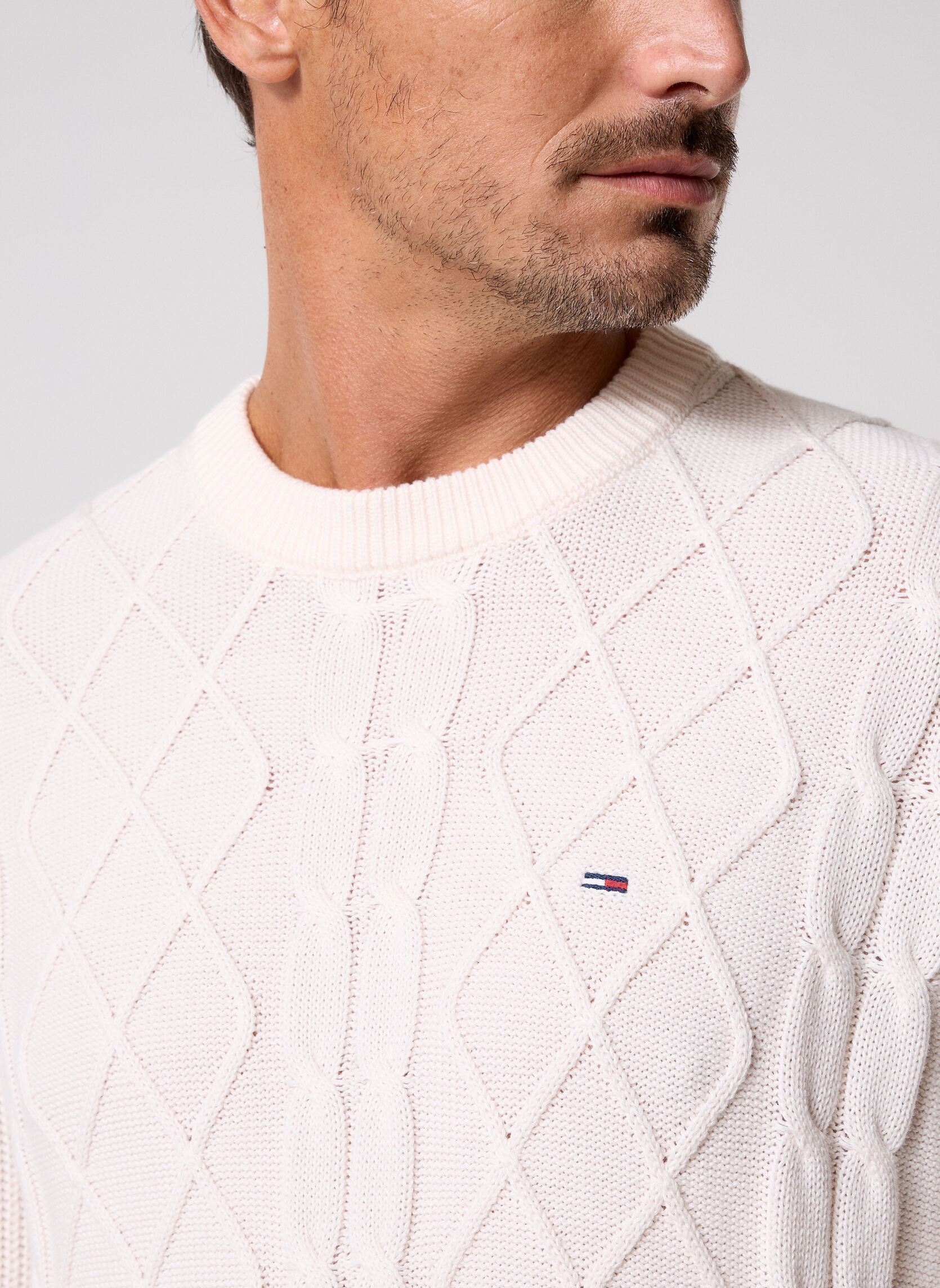 Pulls Tjm Reg Cable Knit S homme blanc Tommy Jeans Pulls Tjm Reg Cable Knit S homme blanc OFF WHITE