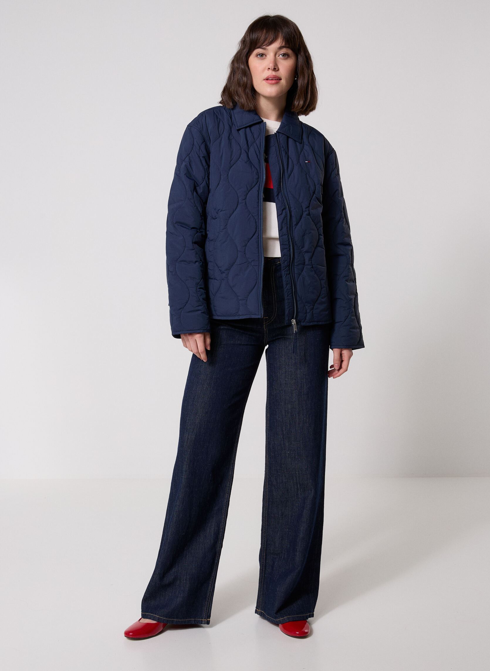 Blousons Tjw Coach Collar Quilted Jacket femme bleu Tommy Jeans Blousons Tjw Coach Collar Quilted Jacket femme bleu Dark Night Navy
