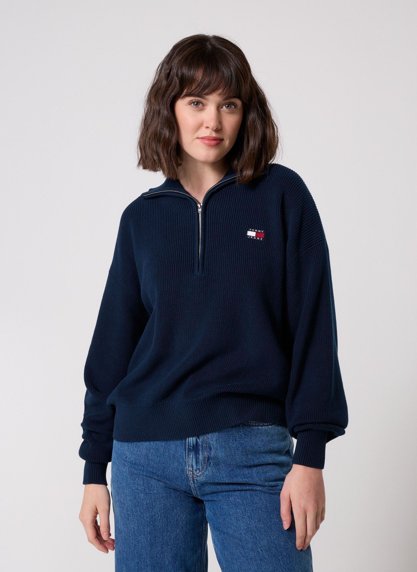 Pullover Tjw Quarter Zip Sweat damen blau Tommy Jeans Pullover Tjw Quarter Zip Sweat damen blau Dark Night Navy