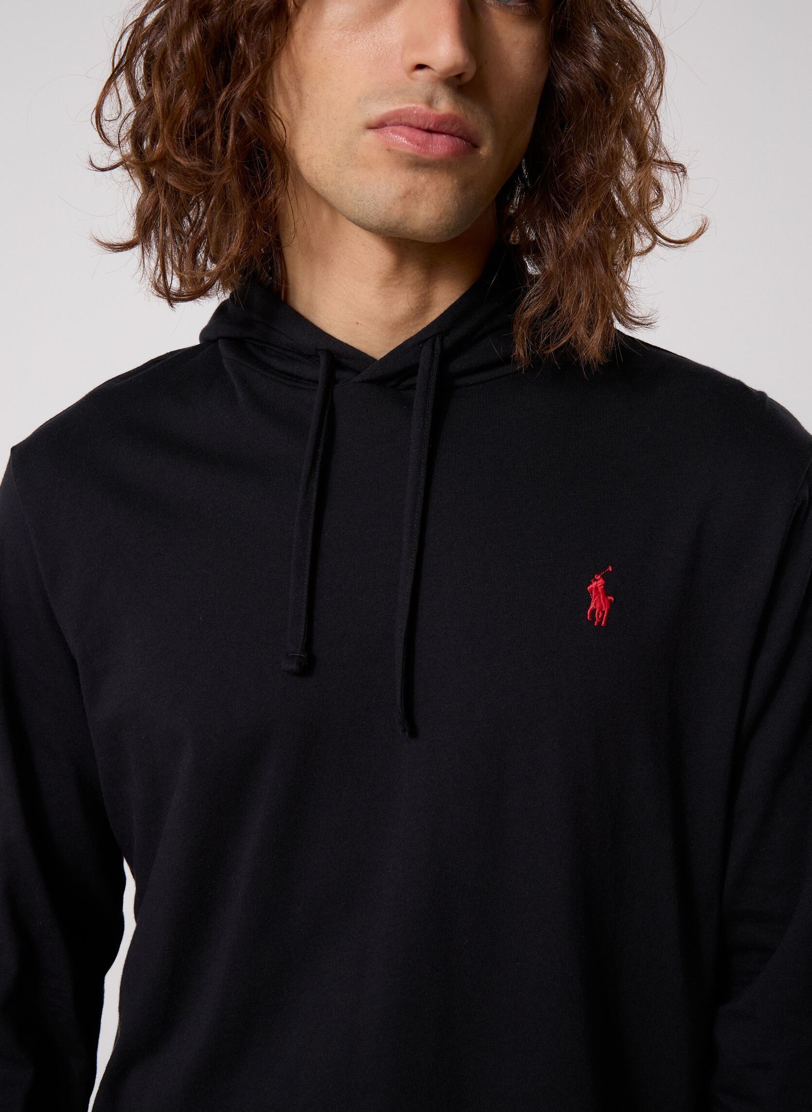 Tee-shirts T-shirt manches longues léger à capuche homme noir Polo Ralph Lauren Tee-shirts T-shirt manches longues léger à capuche homme noir Polo Black/C3870