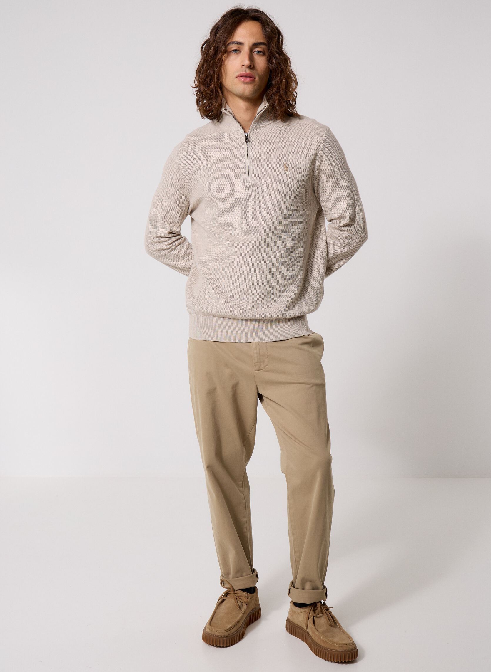 Pulls Sweater-Half Zip 710B18060 homme beige Polo Ralph Lauren Pulls Sweater-Half Zip 710B18060 homme beige LIGHT WALNUT BROWN HTHR