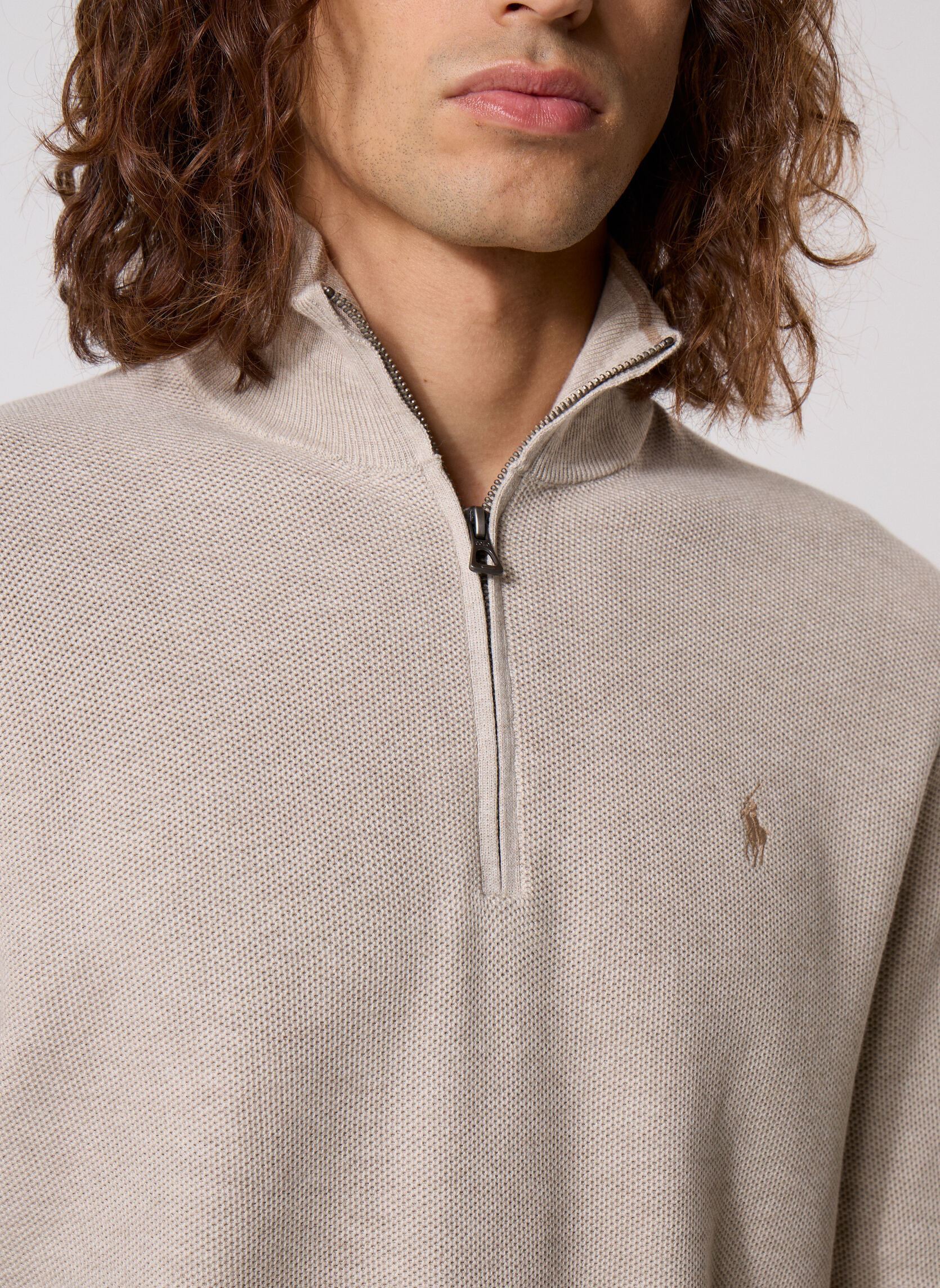 Pulls Sweater-Half Zip 710B18060 homme beige Polo Ralph Lauren Pulls Sweater-Half Zip 710B18060 homme beige LIGHT WALNUT BROWN HTHR