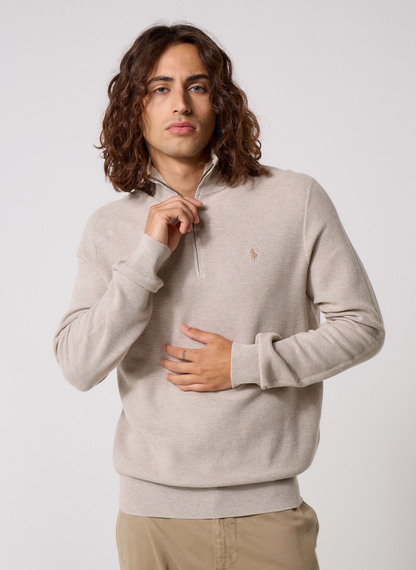 Pulls Sweater-Half Zip 710B18060 homme beige Polo Ralph Lauren Pulls Sweater-Half Zip 710B18060 homme beige LIGHT WALNUT BROWN HTHR
