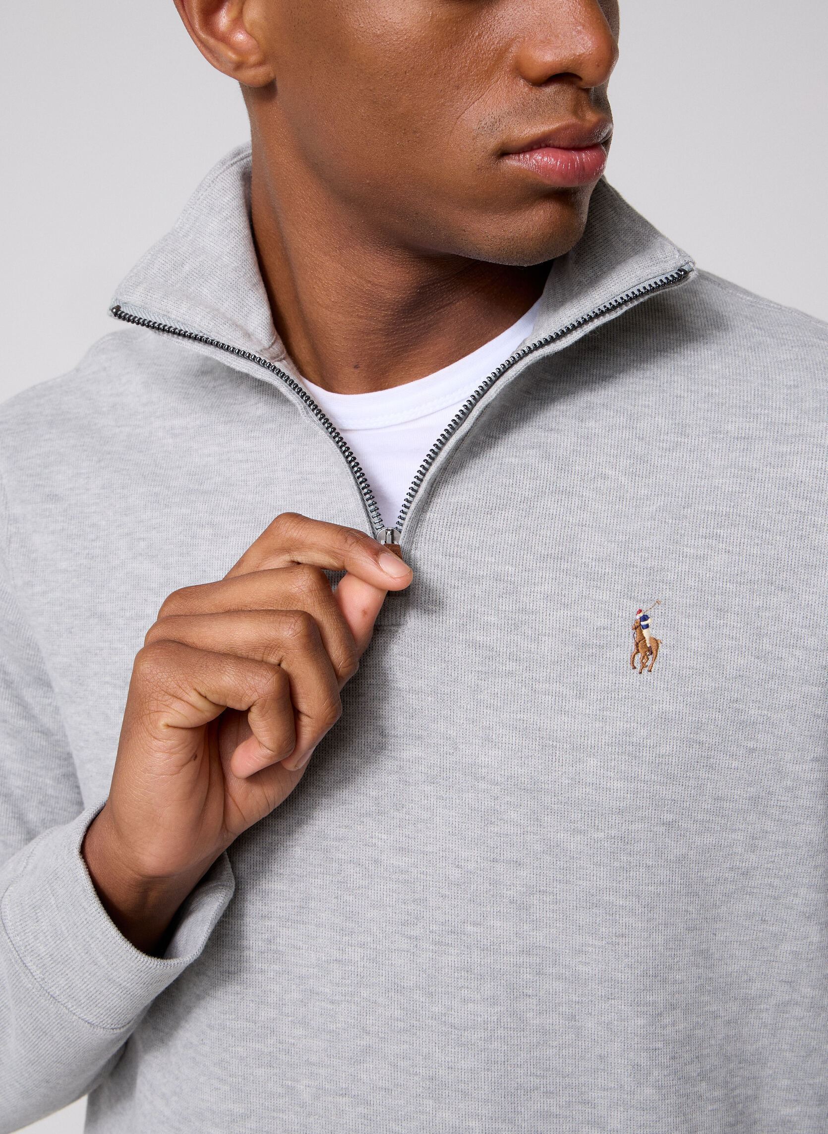 Pulls Pull demi-zippé en coton 710P07411 homme gris Polo Ralph Lauren Pulls Pull demi-zippé en coton 710P07411 homme gris Andover Heather