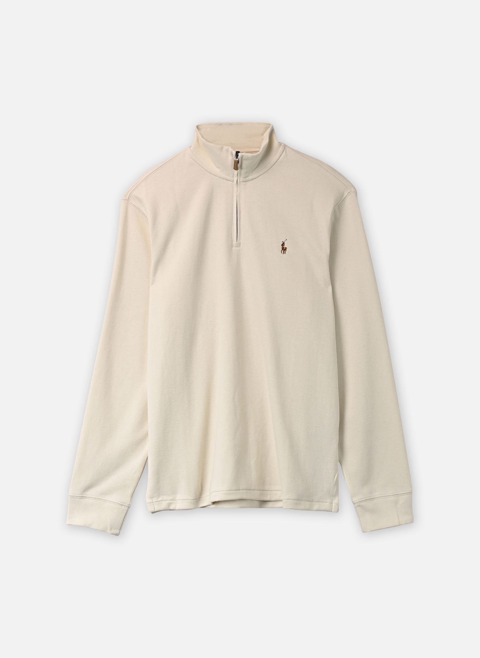 Pulls Pull demi-zippé en coton 710P07411 homme blanc Polo Ralph Lauren Pulls Pull demi-zippé en coton 710P07411 homme blanc Parchment Cream