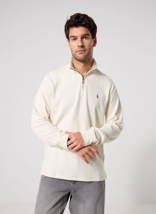 Polo Ralph Lauren Pulls Pull demi-zippé en coton 710P07411 homme blanc