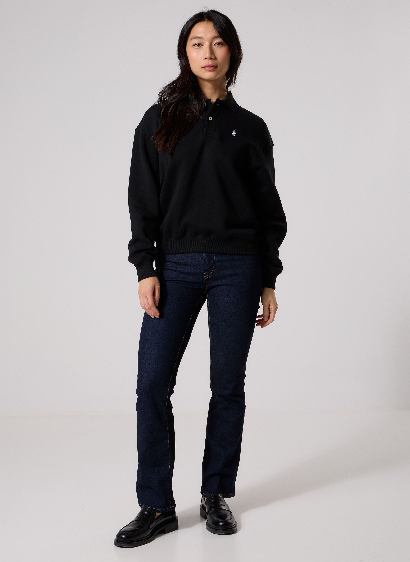 Poloshirts Polo à manches longues en molleton damen schwarz Polo Ralph Lauren Poloshirts Polo à manches longues en molleton damen schwarz Polo black