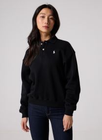 Poloshirts Polo à manches longues en molleton damen schwarz
