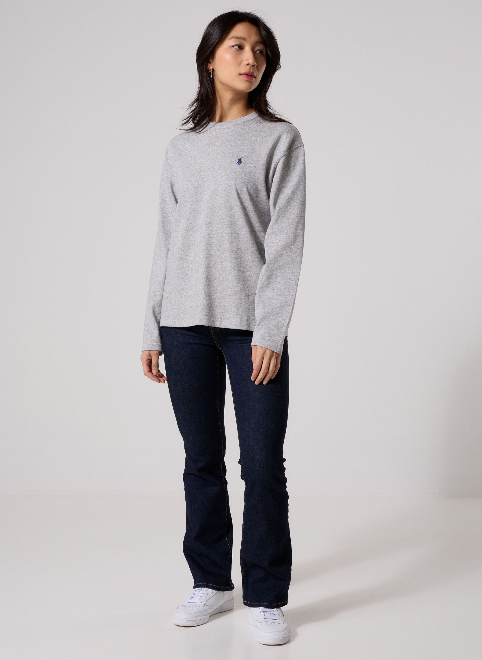 T-shirts T-shirt col rond manches longues jersey dames grijs Polo Ralph Lauren T-shirts T-shirt col rond manches longues jersey dames grijs COBBLESTONE HEATHER