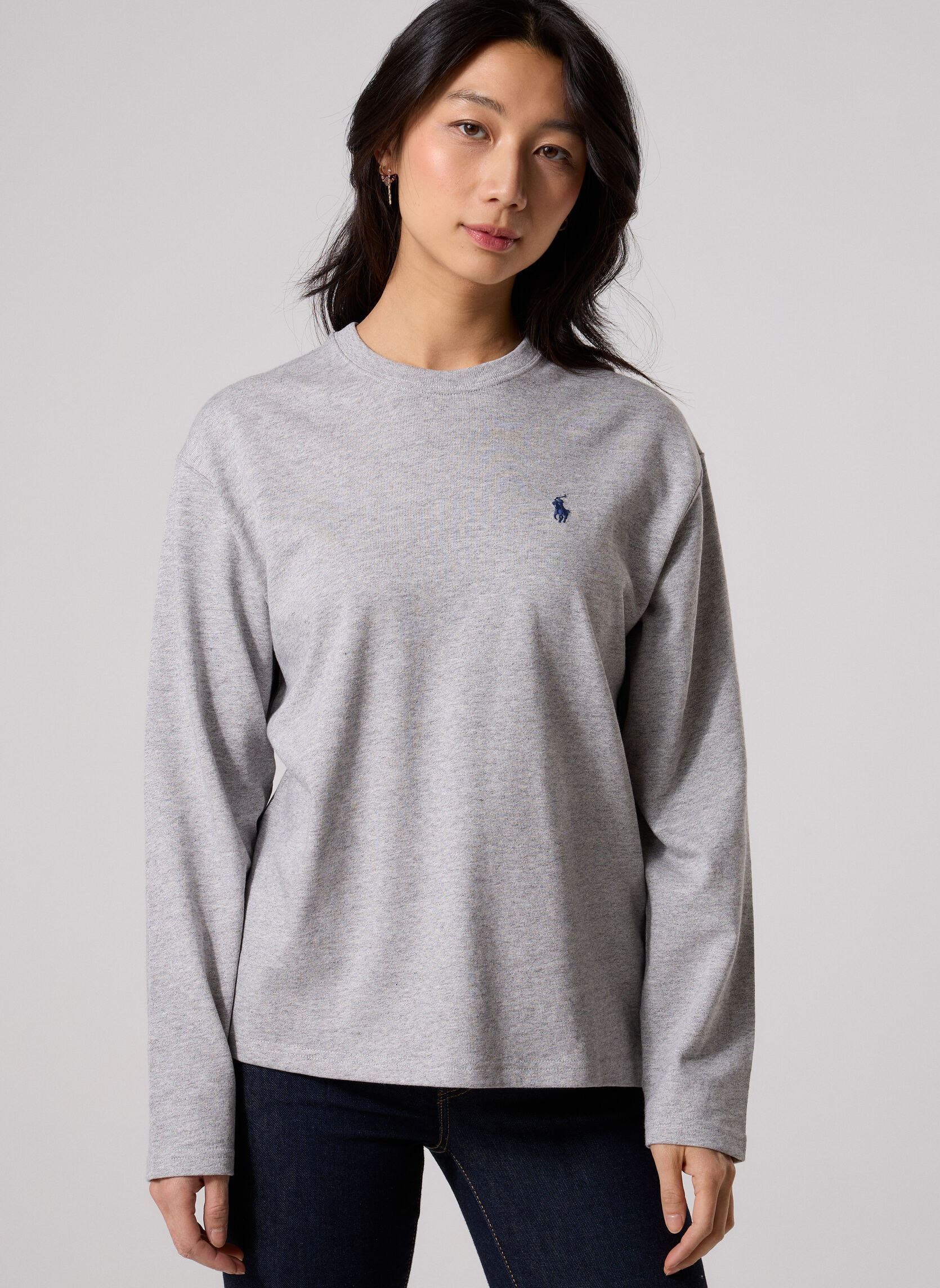 Vêtements Polo Ralph Lauren T shirt col rond manches longues jersey pour Femme