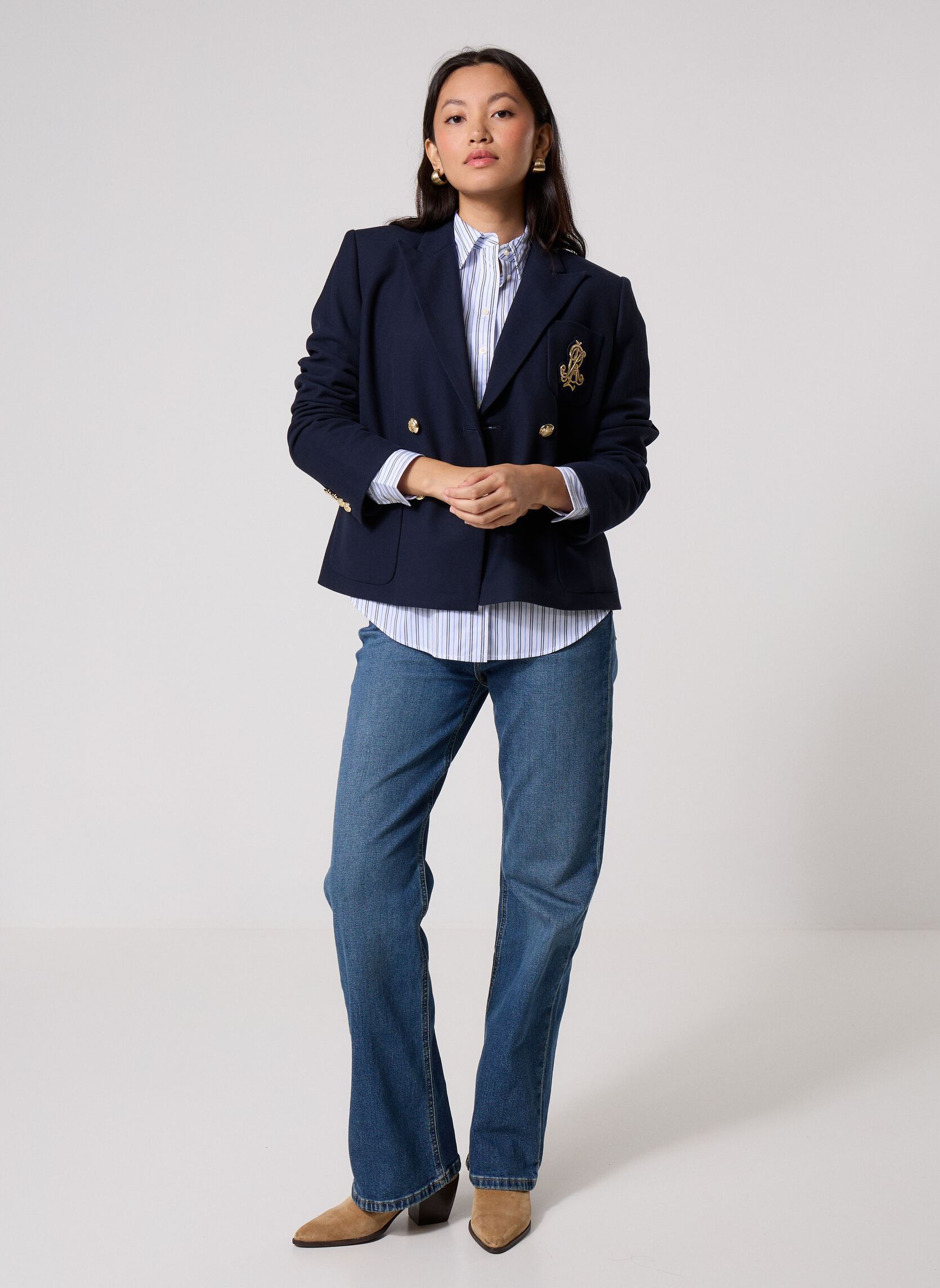 Blousons Blazer croisé 200P14021002 femme bleu Lauren Ralph Lauren Blousons Blazer croisé 200P14021002 femme bleu LAUREN NAVY