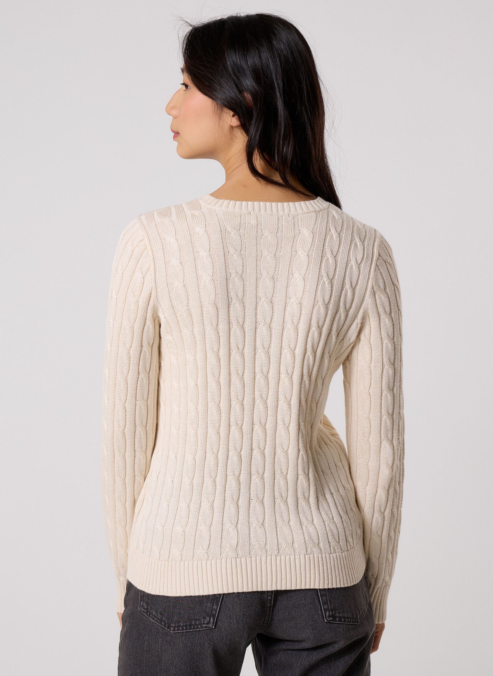 Strickjacken und Westen Cardigan en coton torsadé 200P14040 damen beige Lauren Ralph Lauren Strickjacken und Westen Cardigan en coton torsadé 200P14040 damen beige MASCARPONE CREAM