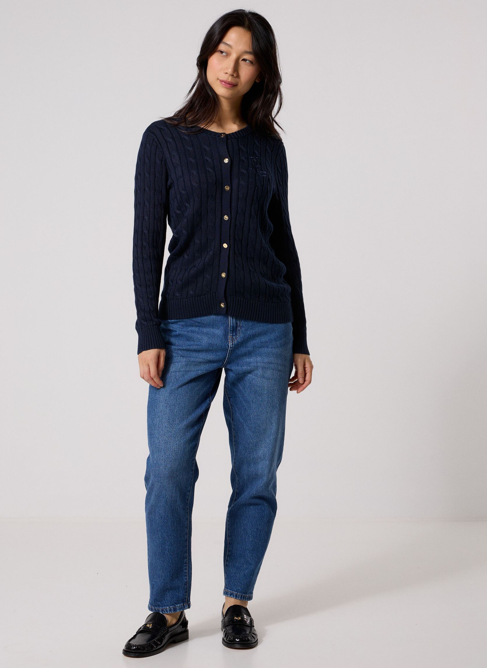 Strickjacken und Westen Cardigan en coton torsadé 200P14040 damen marineblau Lauren Ralph Lauren Strickjacken und Westen Cardigan en coton torsadé 200P14040 damen marineblau LAUREN NAVY