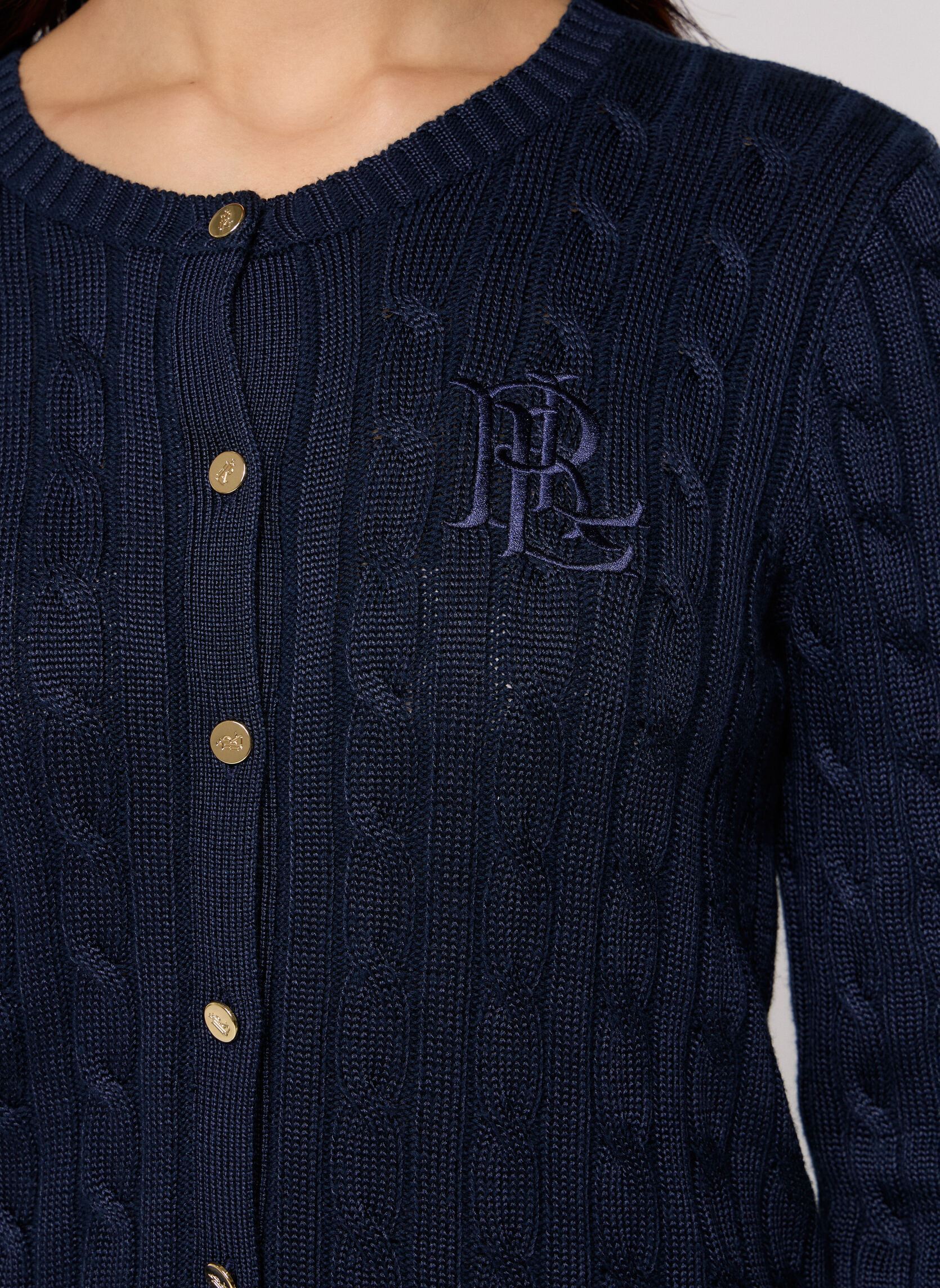 Strickjacken und Westen Cardigan en coton torsadé 200P14040 damen marineblau Lauren Ralph Lauren Strickjacken und Westen Cardigan en coton torsadé 200P14040 damen marineblau LAUREN NAVY