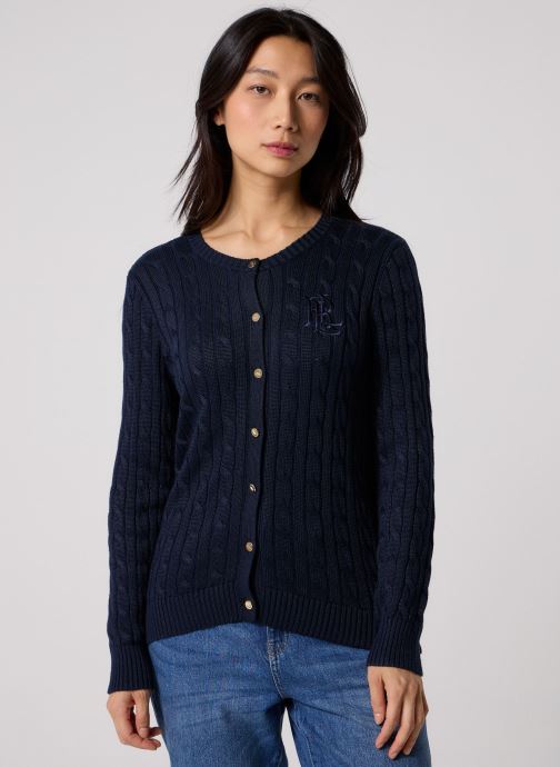 Lauren Ralph Lauren Vesten Cardigan en coton torsadé 200P14040 dames marine