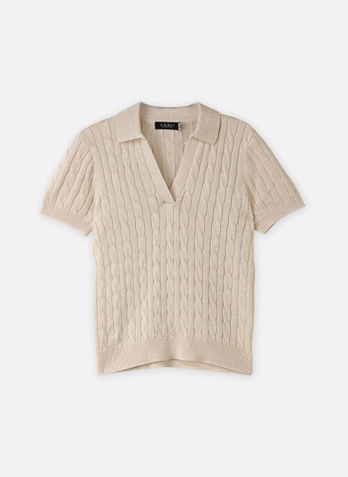 Lauren Ralph Lauren Pulls Pull en coton torsadé manches courtes femme beige
