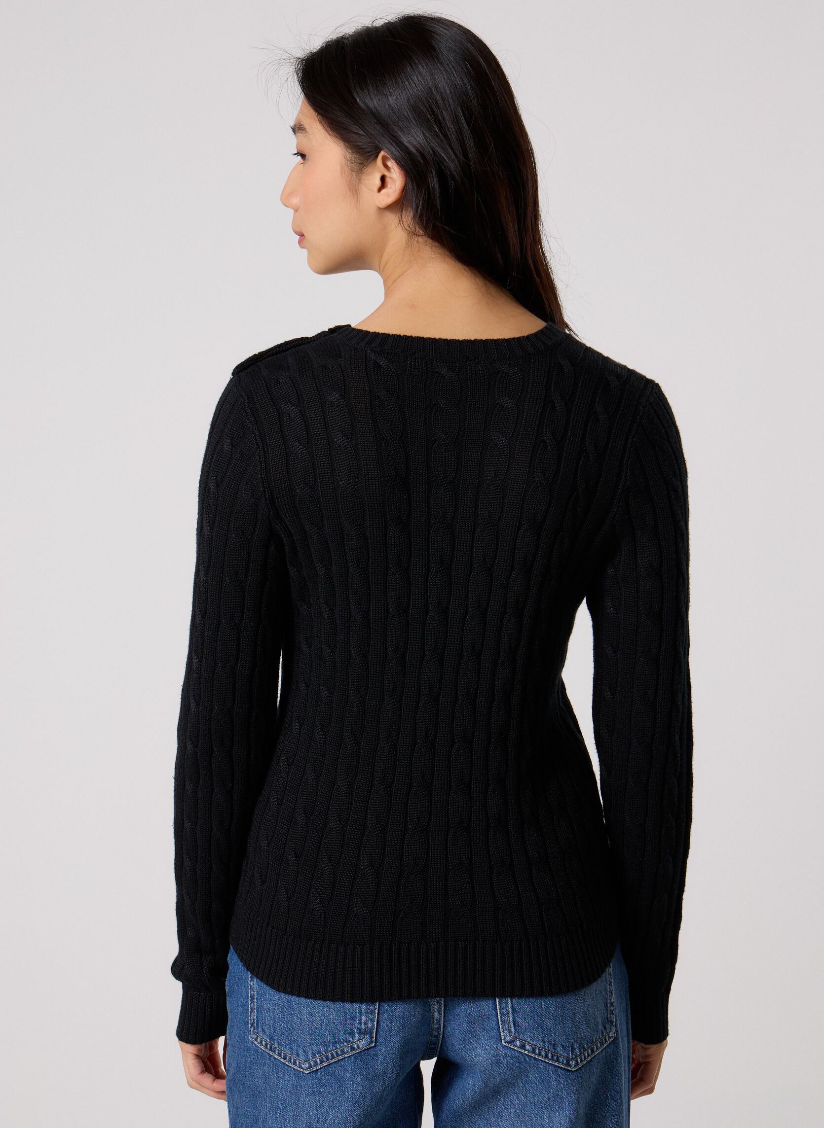 Pullover Pull en coton torsadé manches longues damen schwarz Lauren Ralph Lauren Pullover Pull en coton torsadé manches longues damen schwarz BLACK