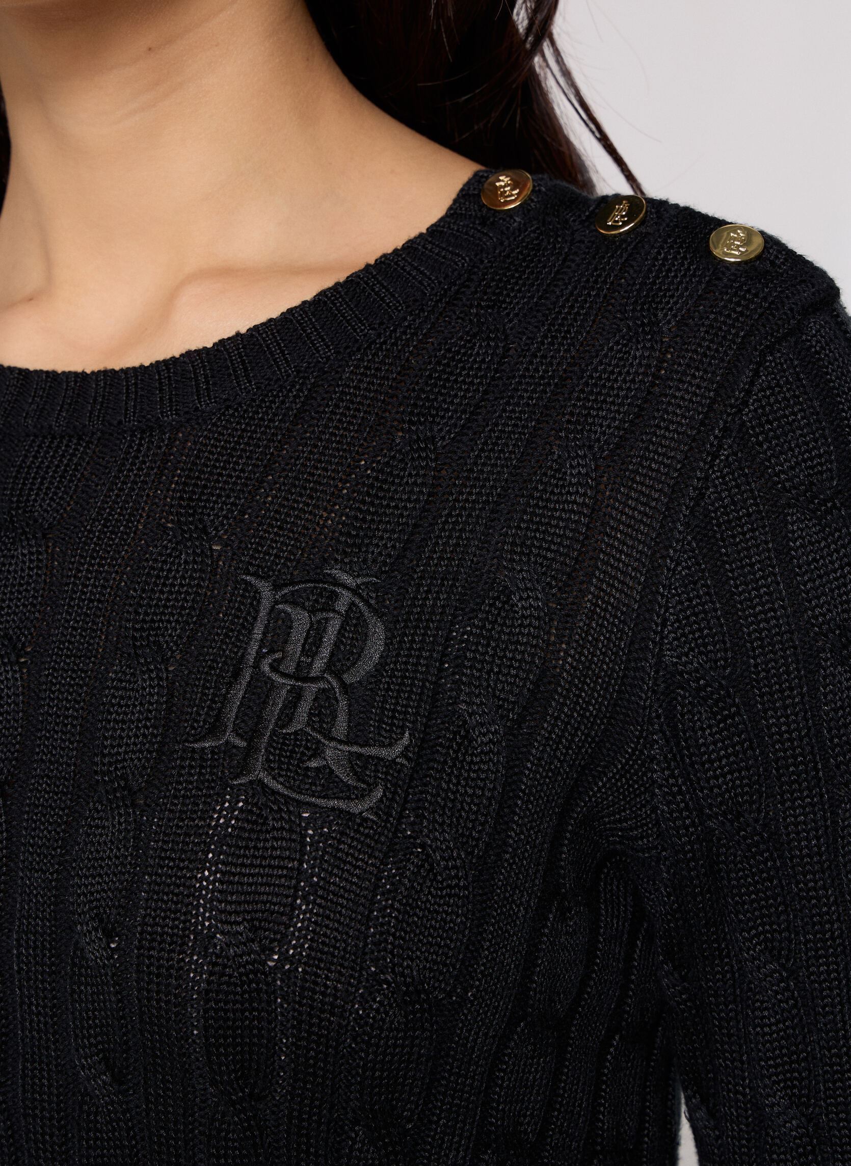 Pullover Pull en coton torsadé manches longues damen schwarz Lauren Ralph Lauren Pullover Pull en coton torsadé manches longues damen schwarz BLACK