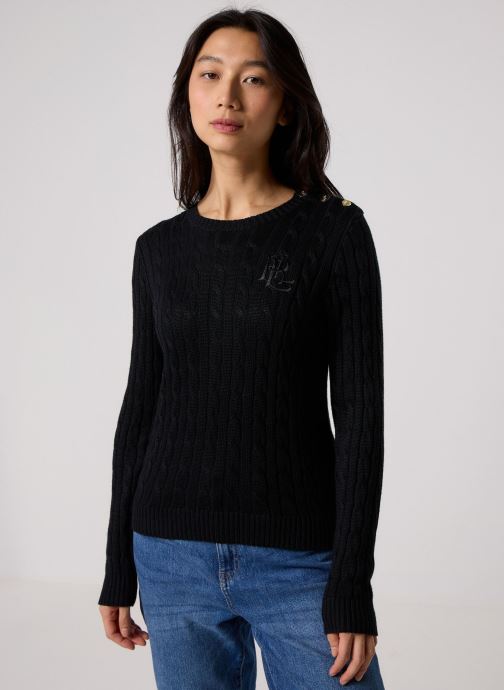Lauren Ralph Lauren Truien Pull en coton torsadé manches longues dames zwart