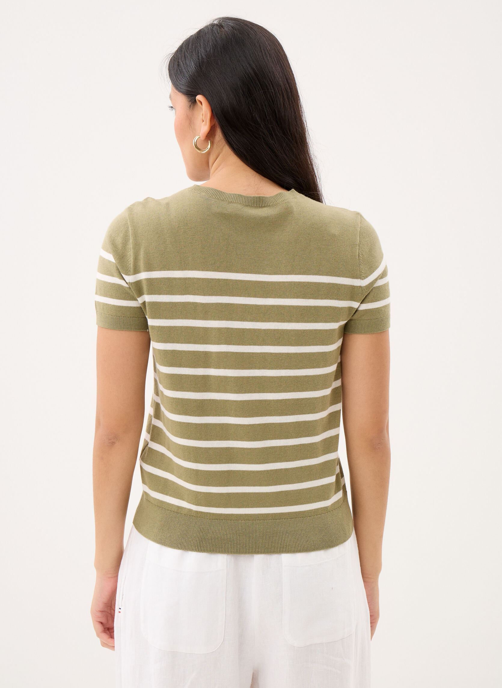 Pulls Pull manches courtes rayé 200P13973001 femme kaki Lauren Ralph Lauren Pulls Pull manches courtes rayé 200P13973001 femme kaki LIGHT AGAVE/MASCARPONE CREAM