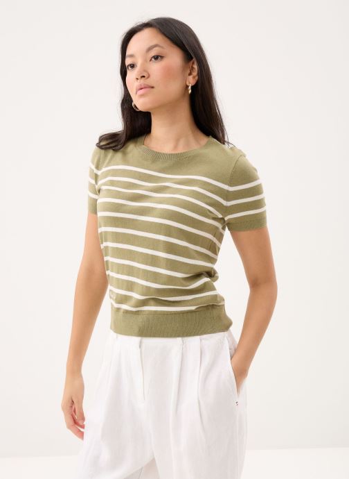 Lauren Ralph Lauren Pulls Pull manches courtes rayé 200P13973001 femme kaki